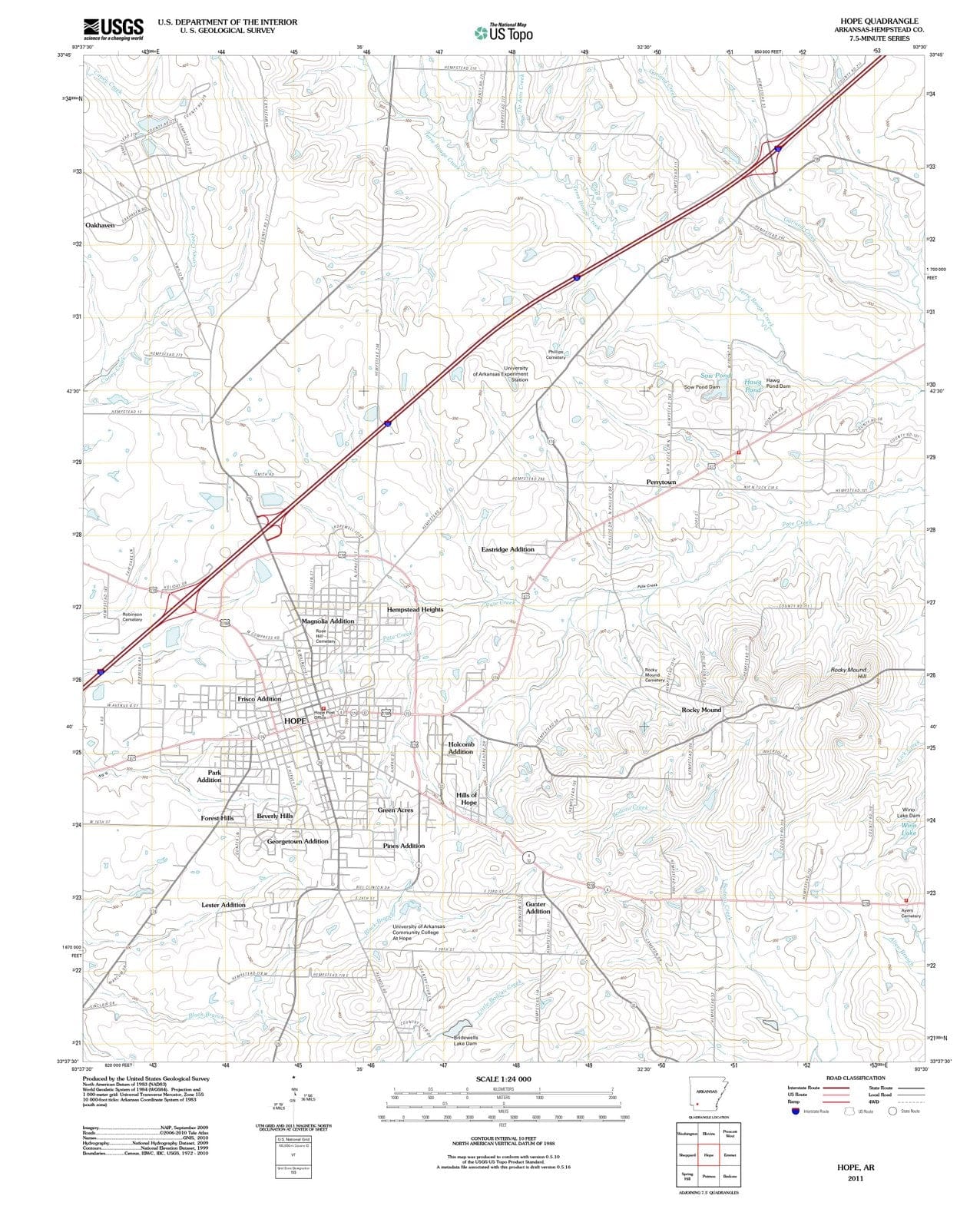 2011 Hope, AR - Arkansas - USGS Topographic Map