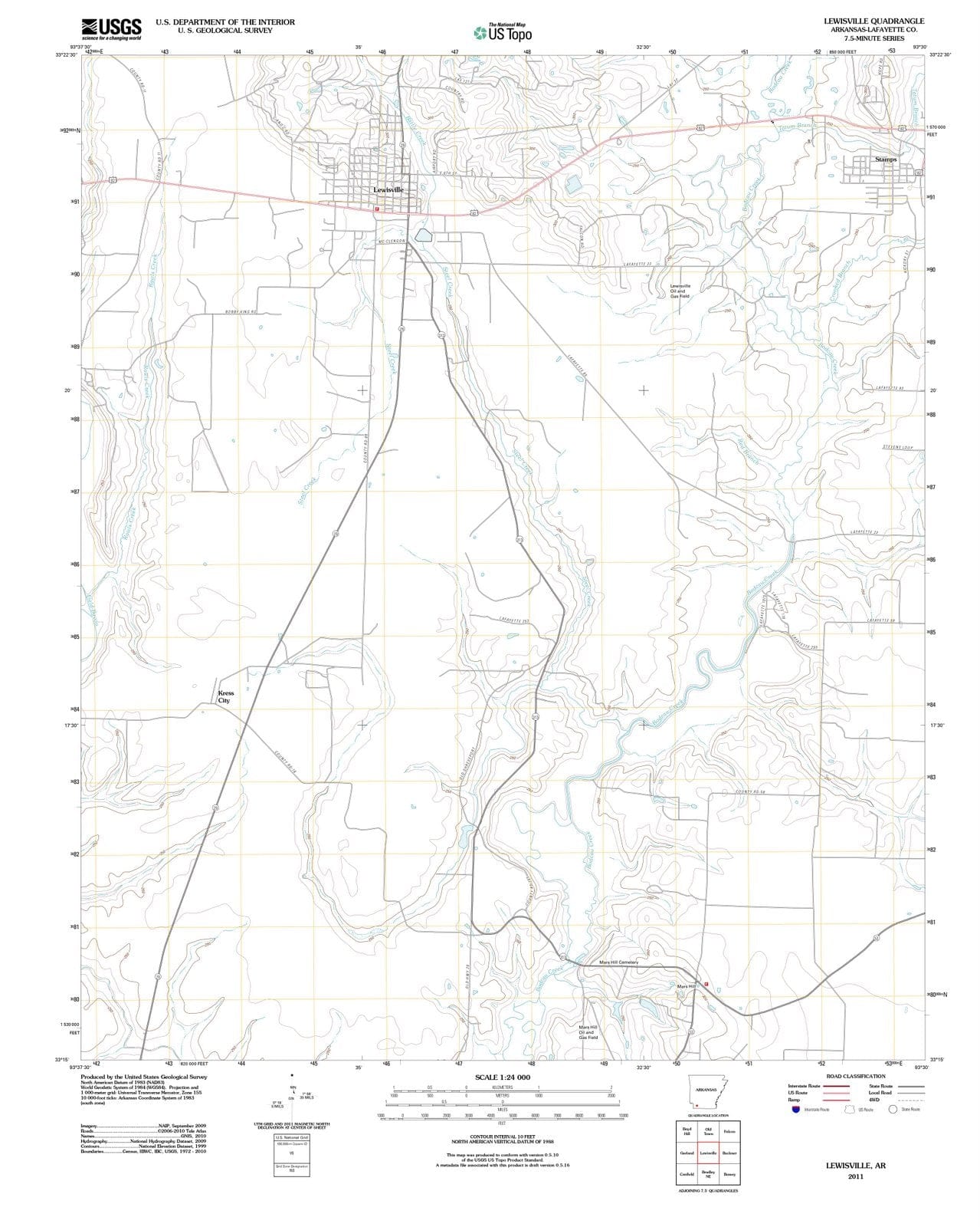 2011 Lewisville, AR - Arkansas - USGS Topographic Map