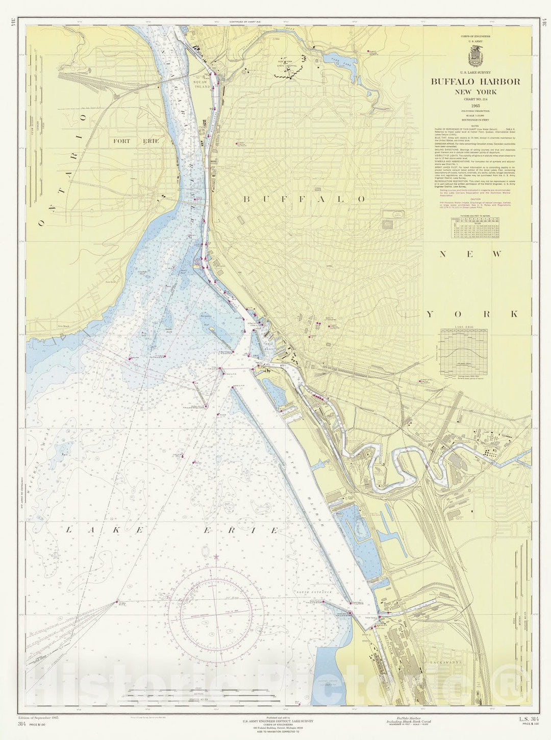 Historic Nautical Map - Buffalo Harbor Including Black Rock Canal, 1965 NOAA Chart - Vintage Wall Art
