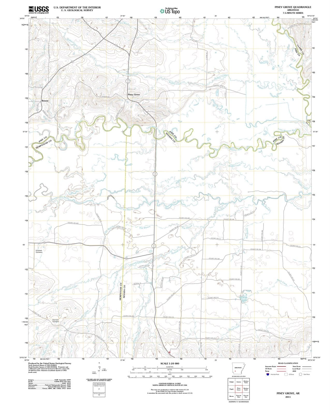 2011 Piney Grove, AR - Arkansas - USGS Topographic Map