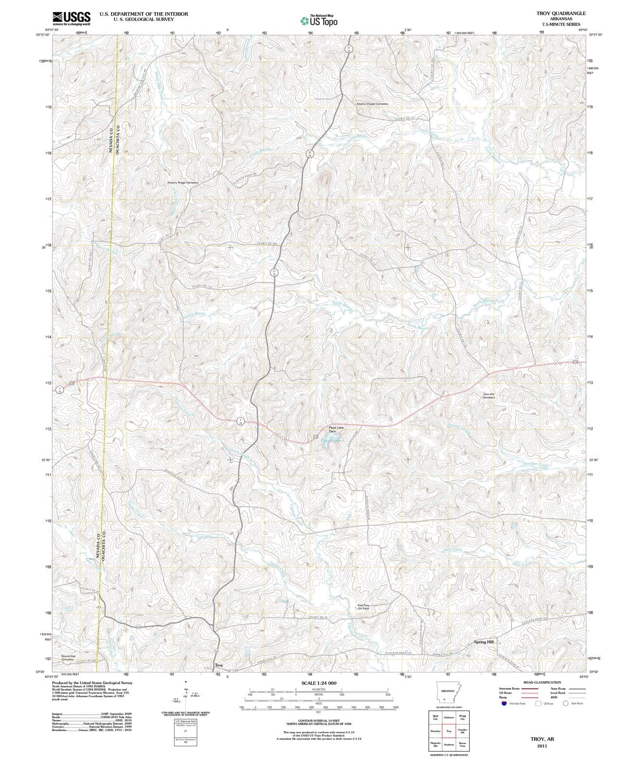 2011 Troy, AR - Arkansas - USGS Topographic Map
