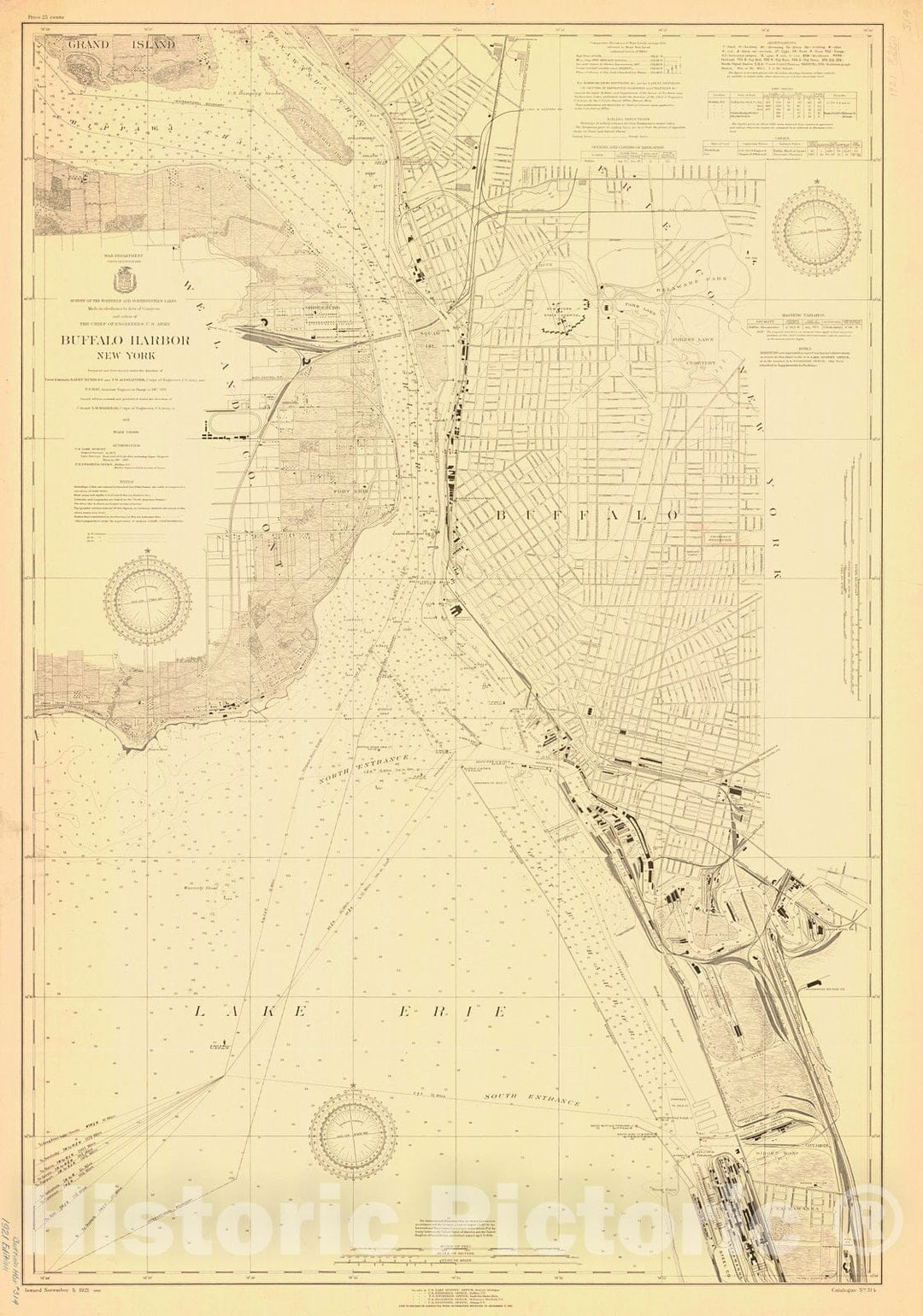 Historic Nautical Map - Buffalo Harbor, New York, 1921 NOAA Chart - Vintage Wall Art