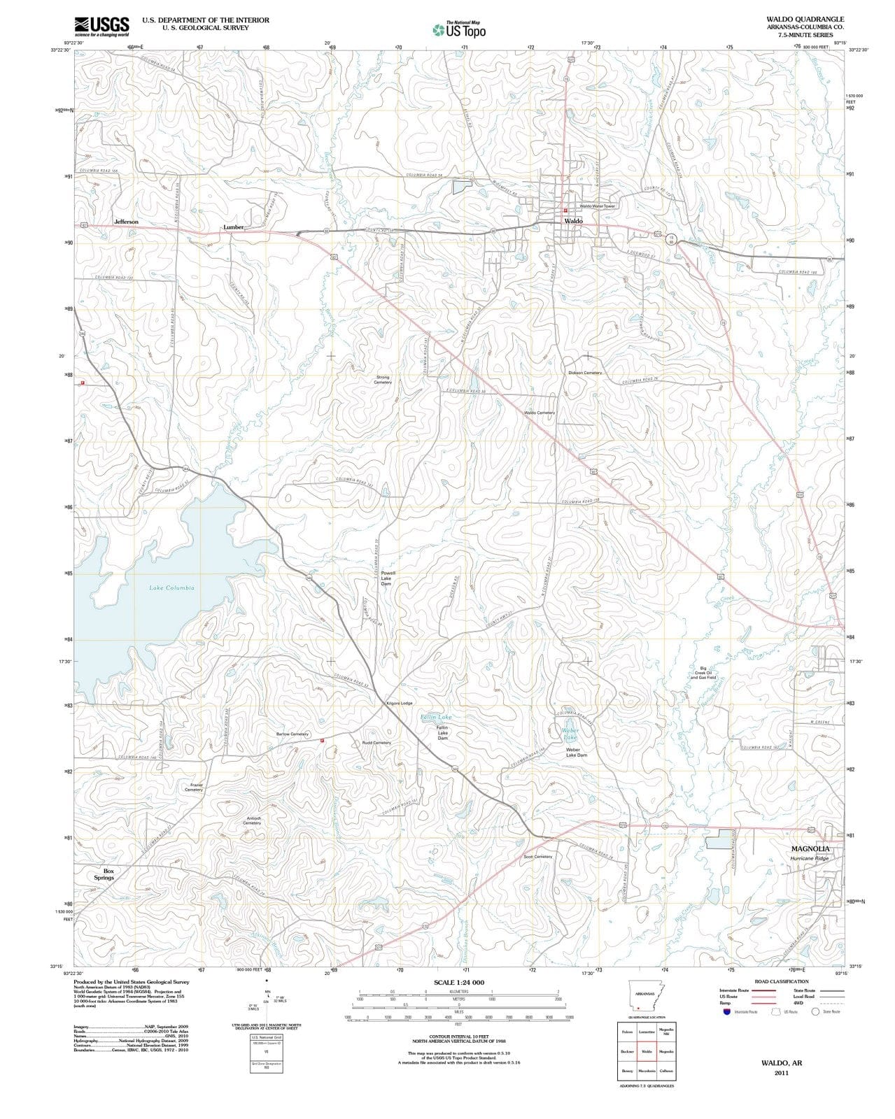 2011 Waldo, AR - Arkansas - USGS Topographic Map
