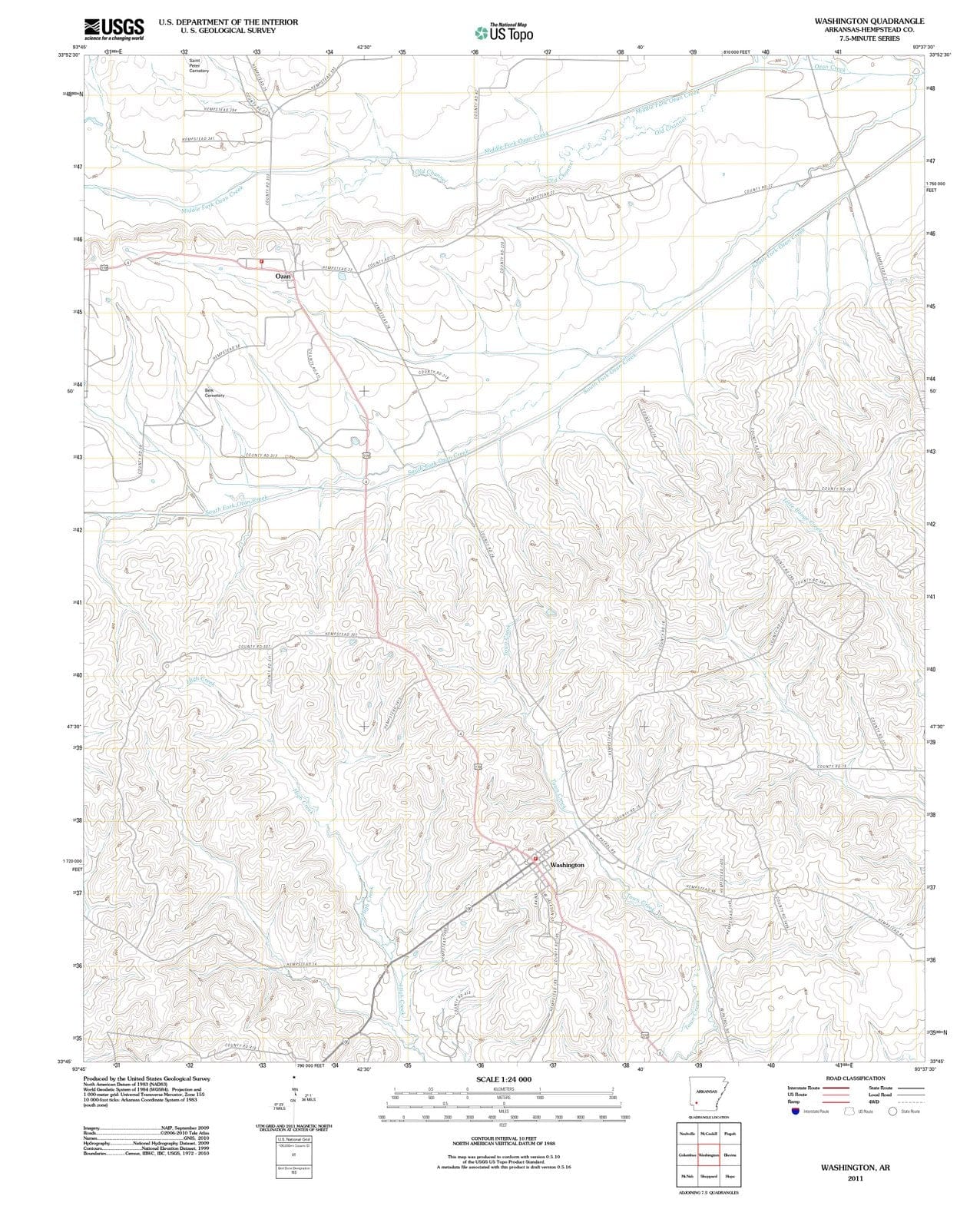 2011 Washington, AR - Arkansas - USGS Topographic Map