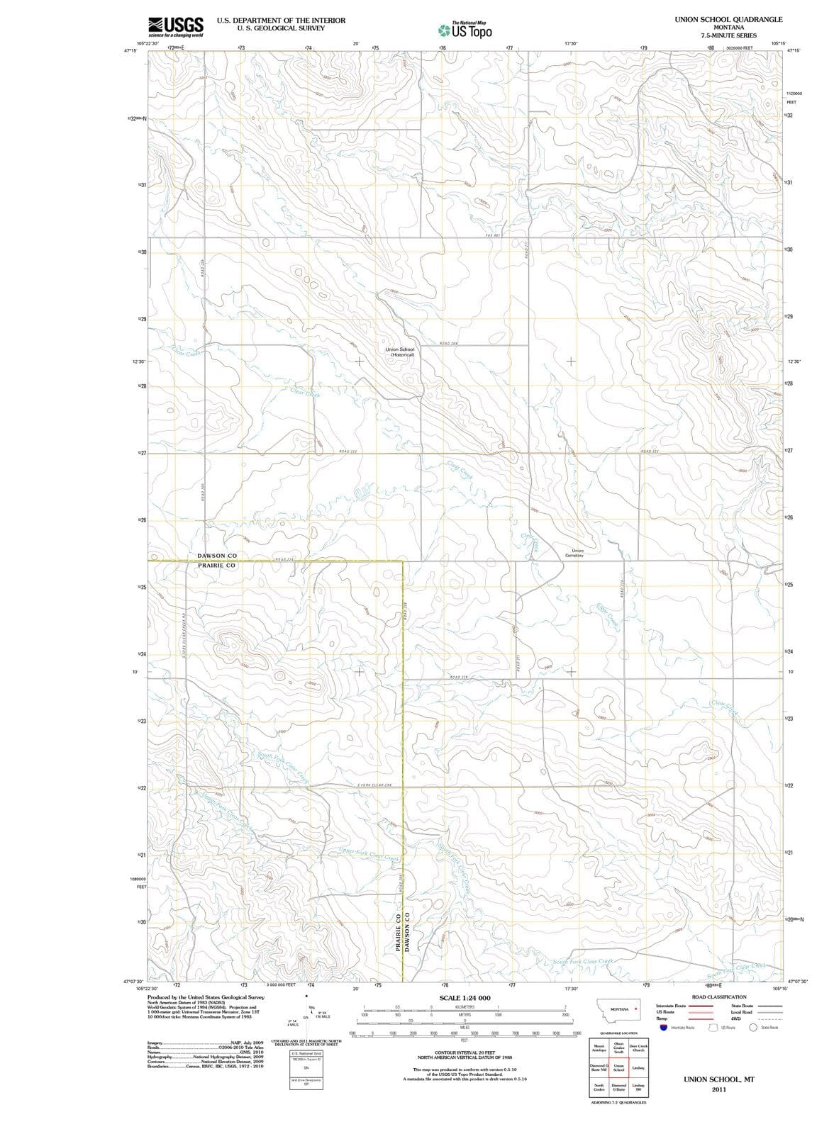 2011 Union School, MT - Montana - USGS Topographic Map