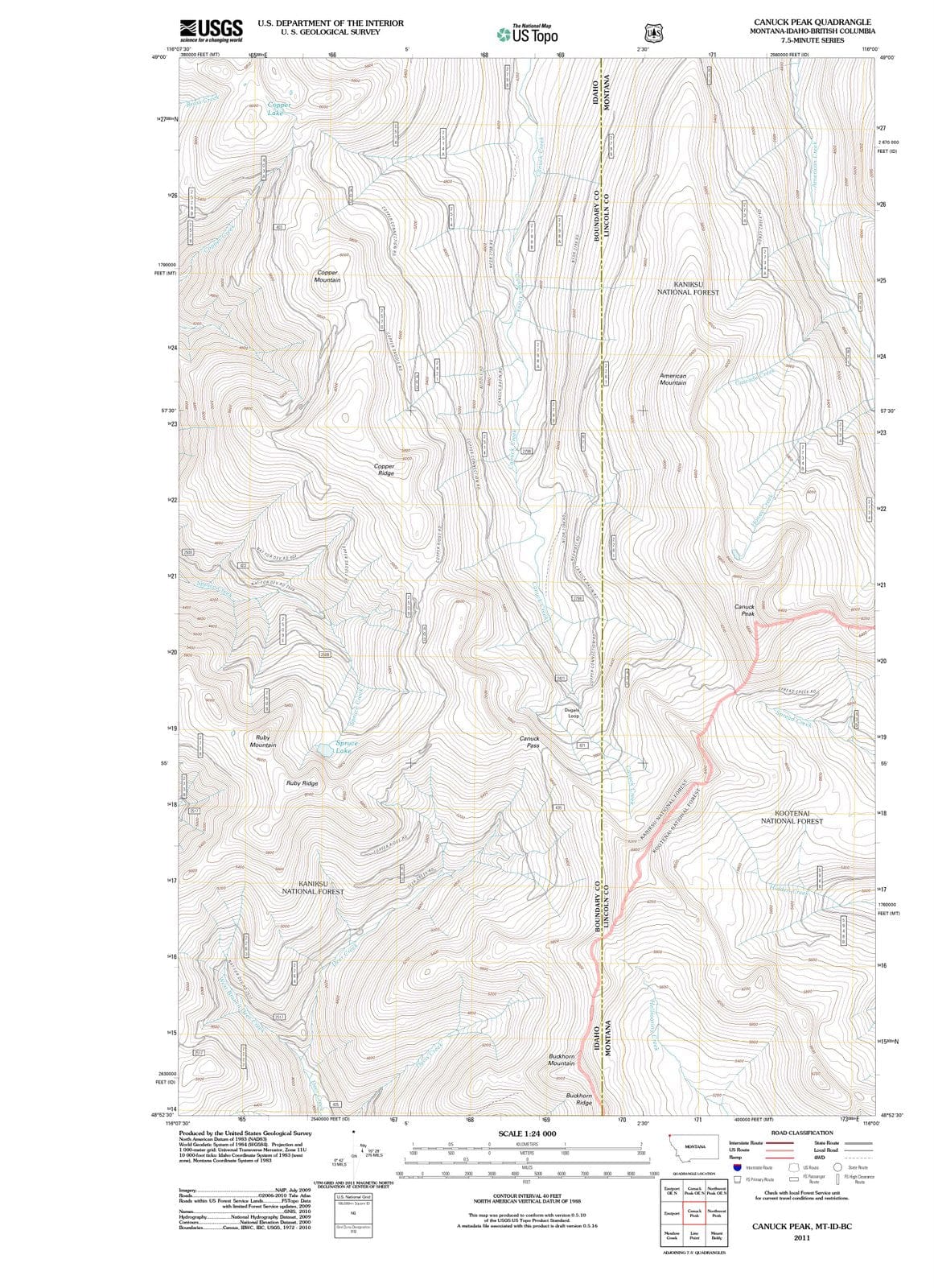 2011 Canuck Peak, MT - Montana - USGS Topographic Map