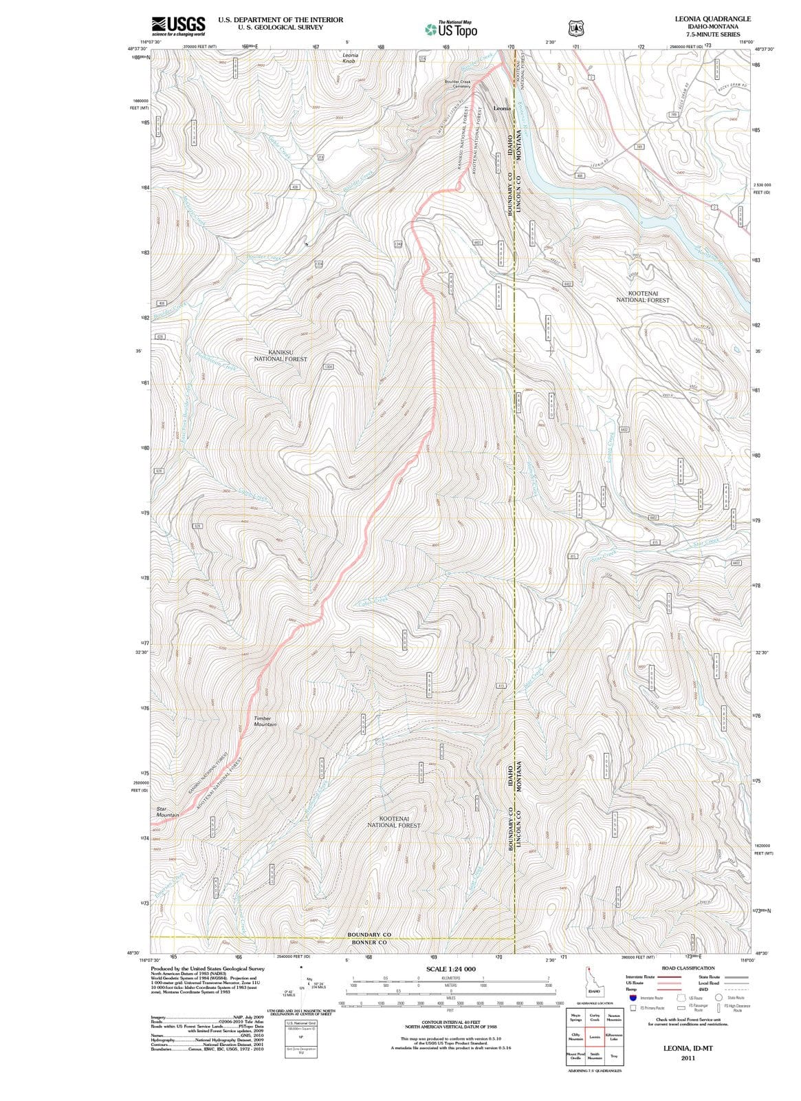 2011 Leonia, ID - Idaho - USGS Topographic Map