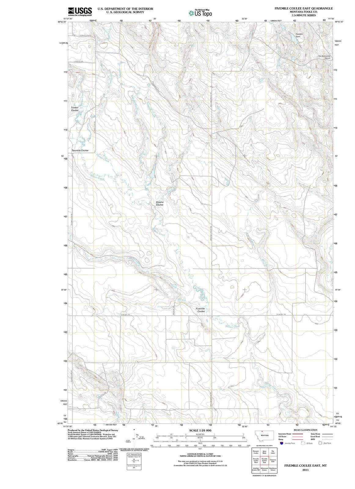 2011 Fivemile Coulee East, MT - Montana - USGS Topographic Map