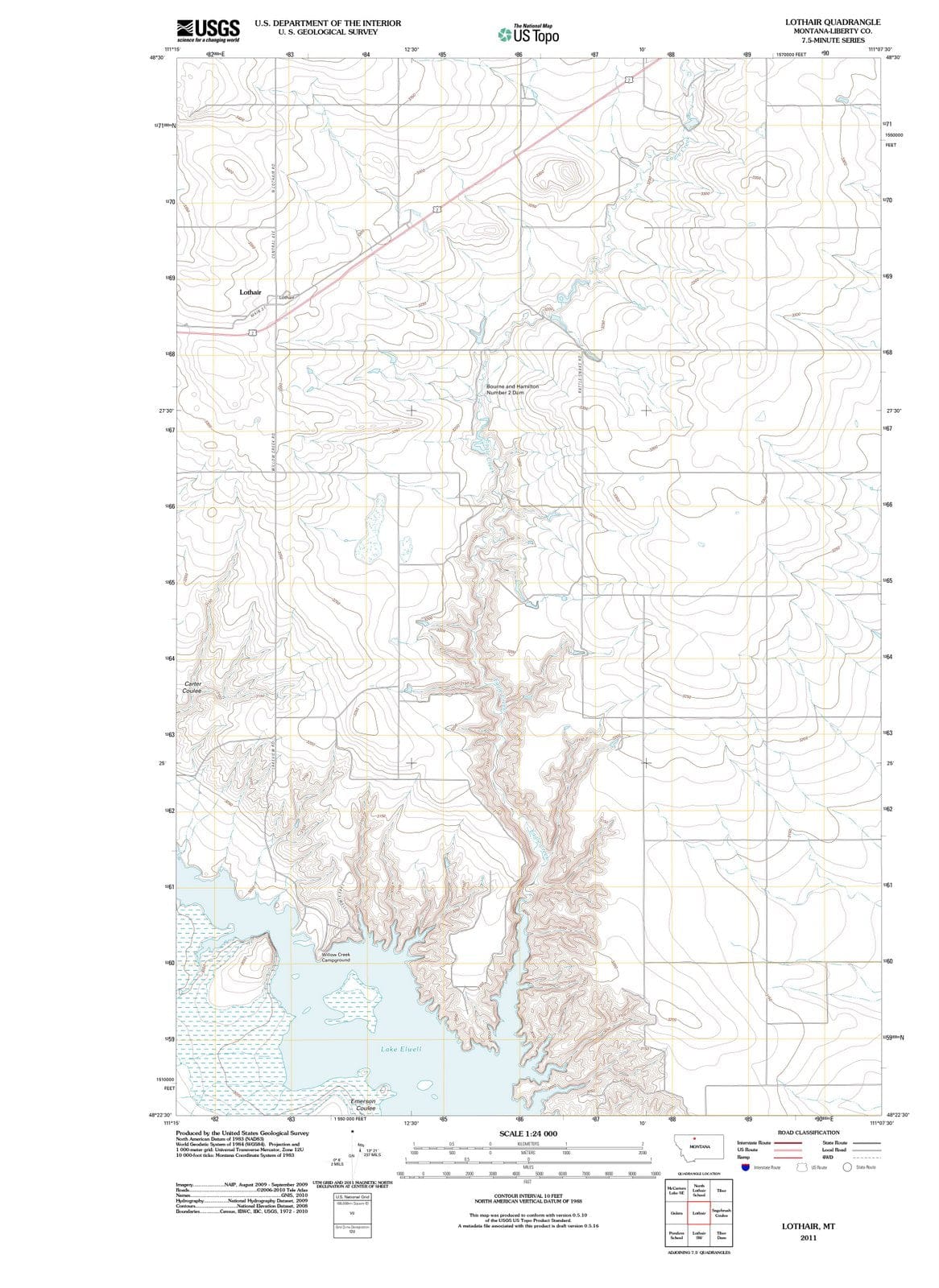 2011 Lothair, MT - Montana - USGS Topographic Map