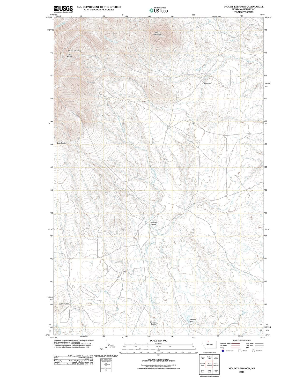 2011 Mount Lebanon, MT - Montana - USGS Topographic Map
