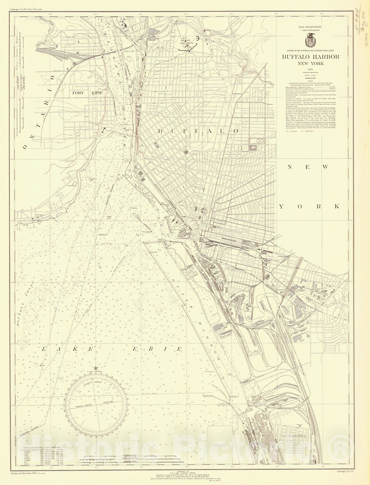 Historic Nautical Map - Buffalo Harbor, New York, 1940 NOAA Chart - Vintage Wall Art