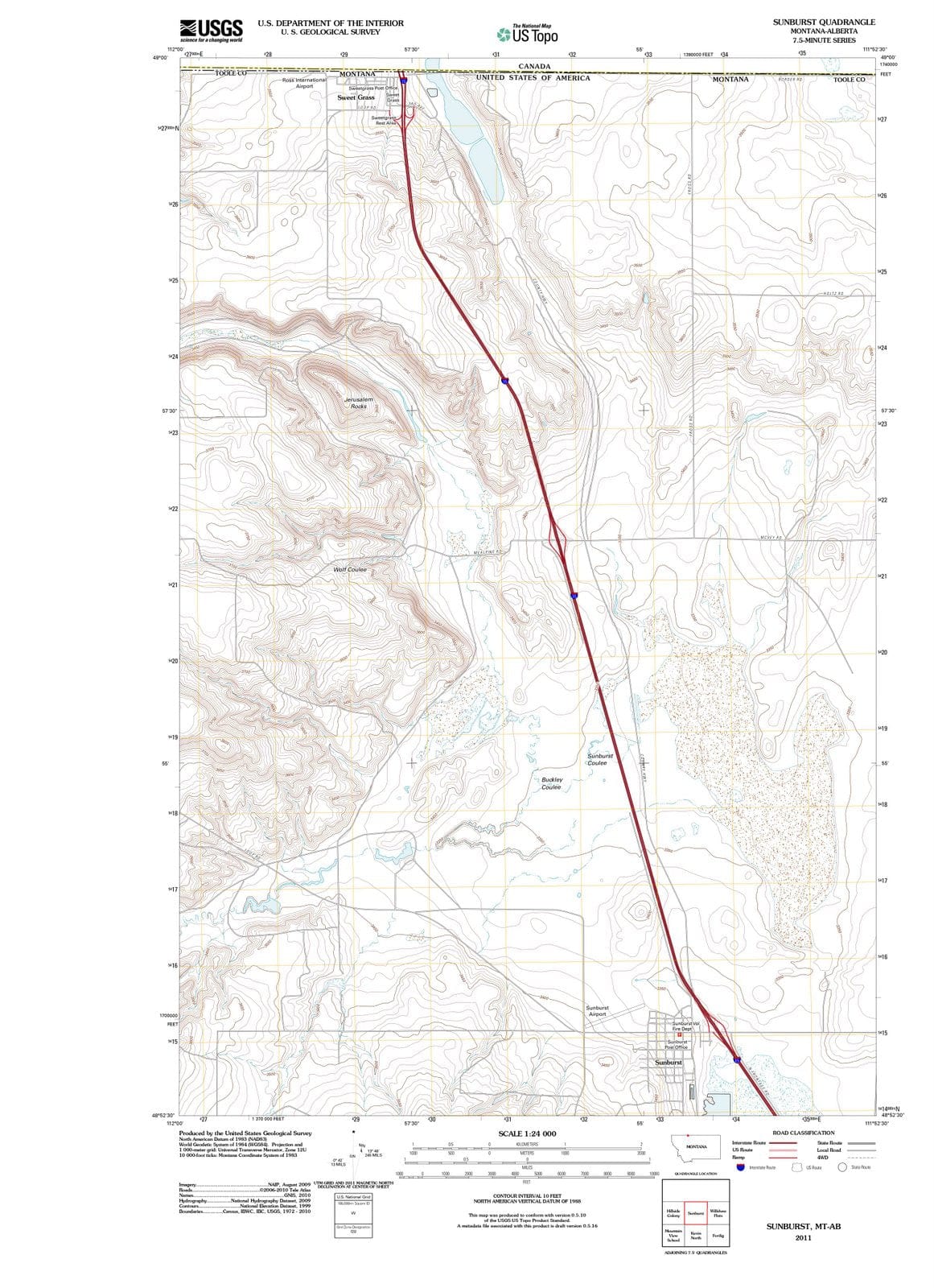 2011 Sunburst, MT - Montana - USGS Topographic Map