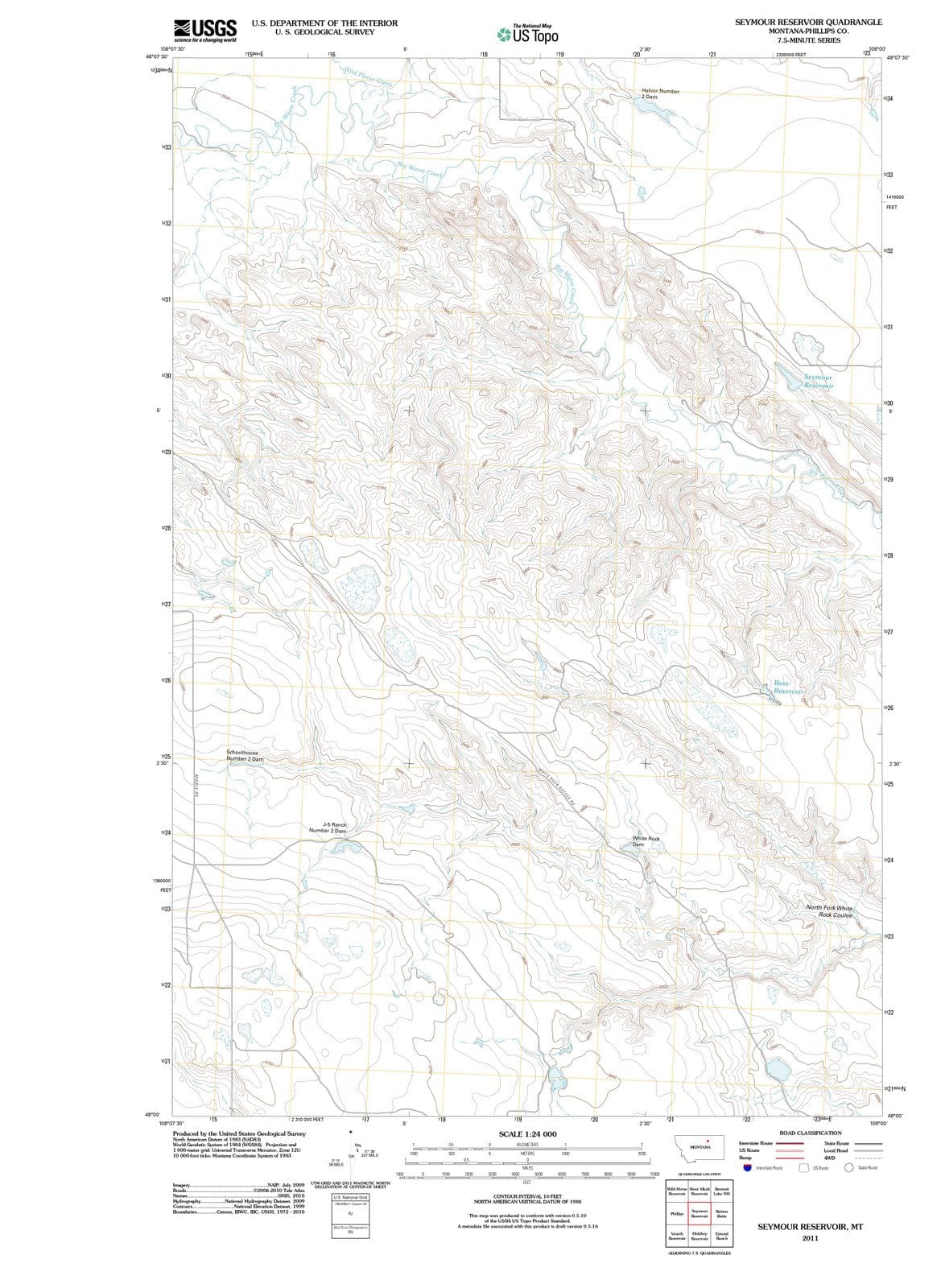 2011 Seymour Reservoir, MT - Montana - USGS Topographic Map