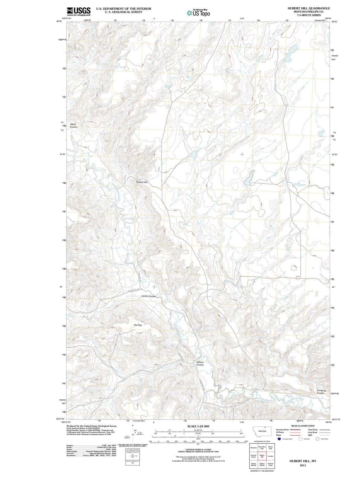 2011 Hubert Hill, MT - Montana - USGS Topographic Map