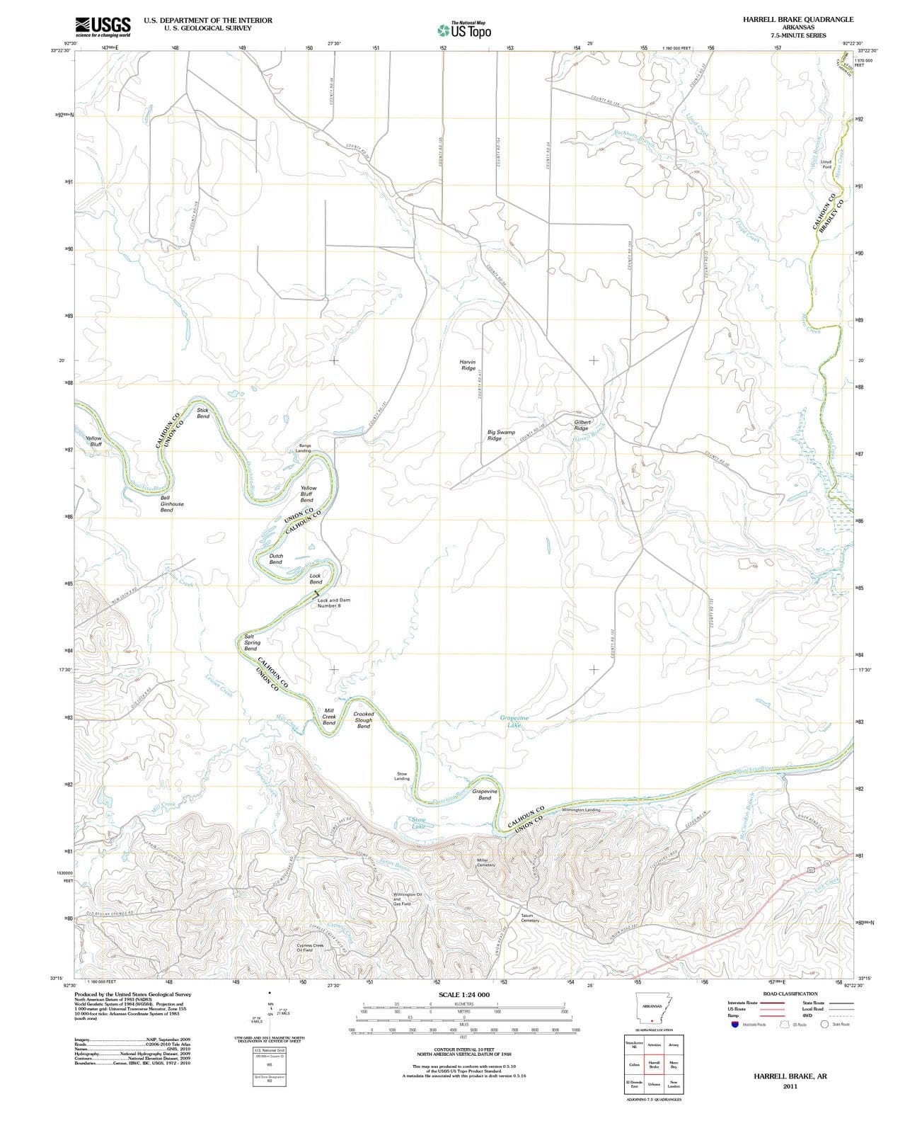 2011 Harrell Brake, AR - Arkansas - USGS Topographic Map