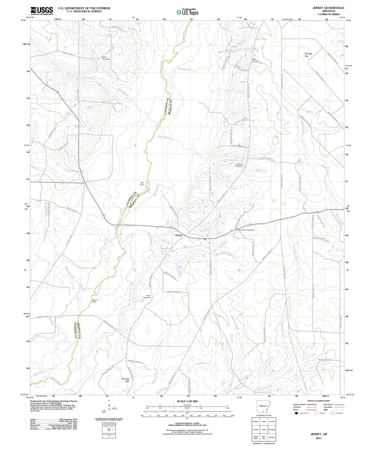 2011 Jersey, AR - Arkansas - USGS Topographic Map