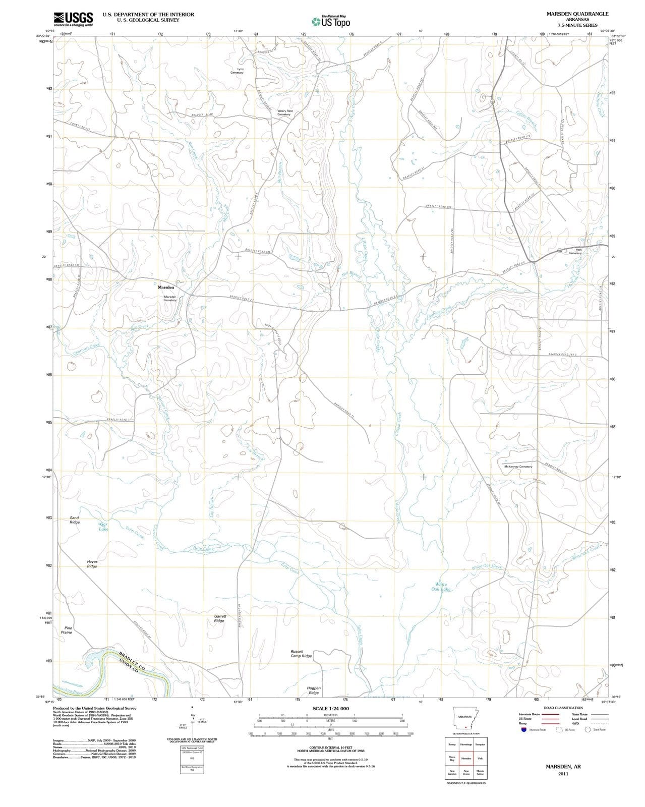2011 Marsden, AR - Arkansas - USGS Topographic Map