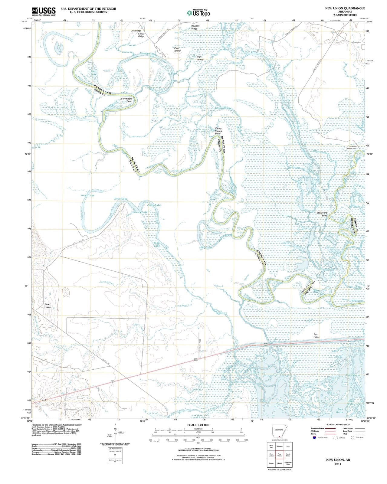 2011 New Union, AR - Arkansas - USGS Topographic Map