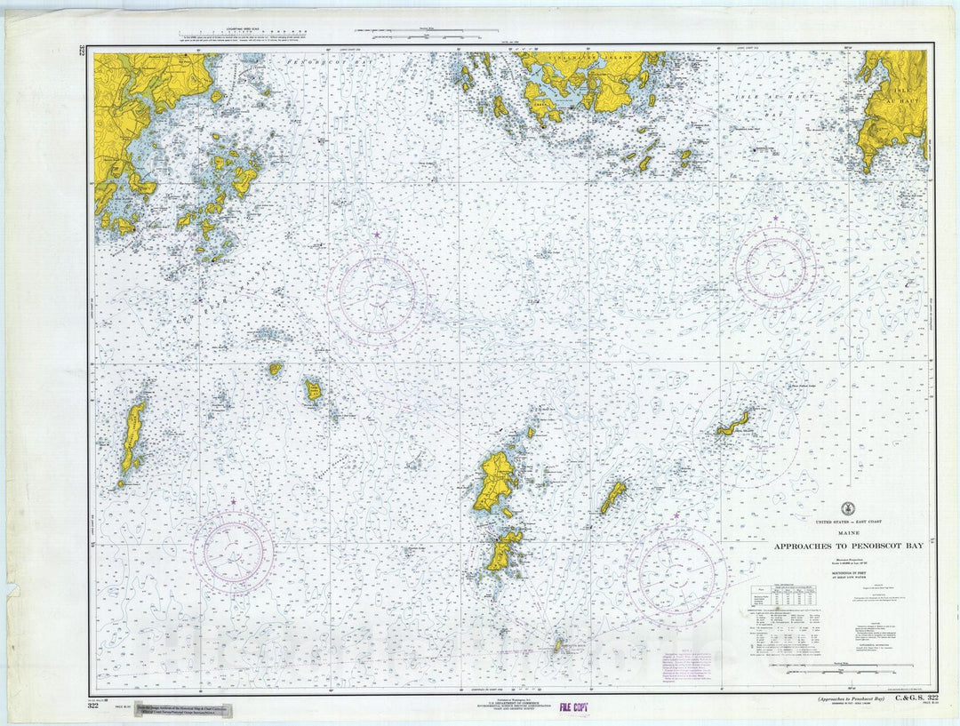 Historic Nautical Map - Approaches To Penobscot Bay, 1968 NOAA Chart - Vintage Wall Art