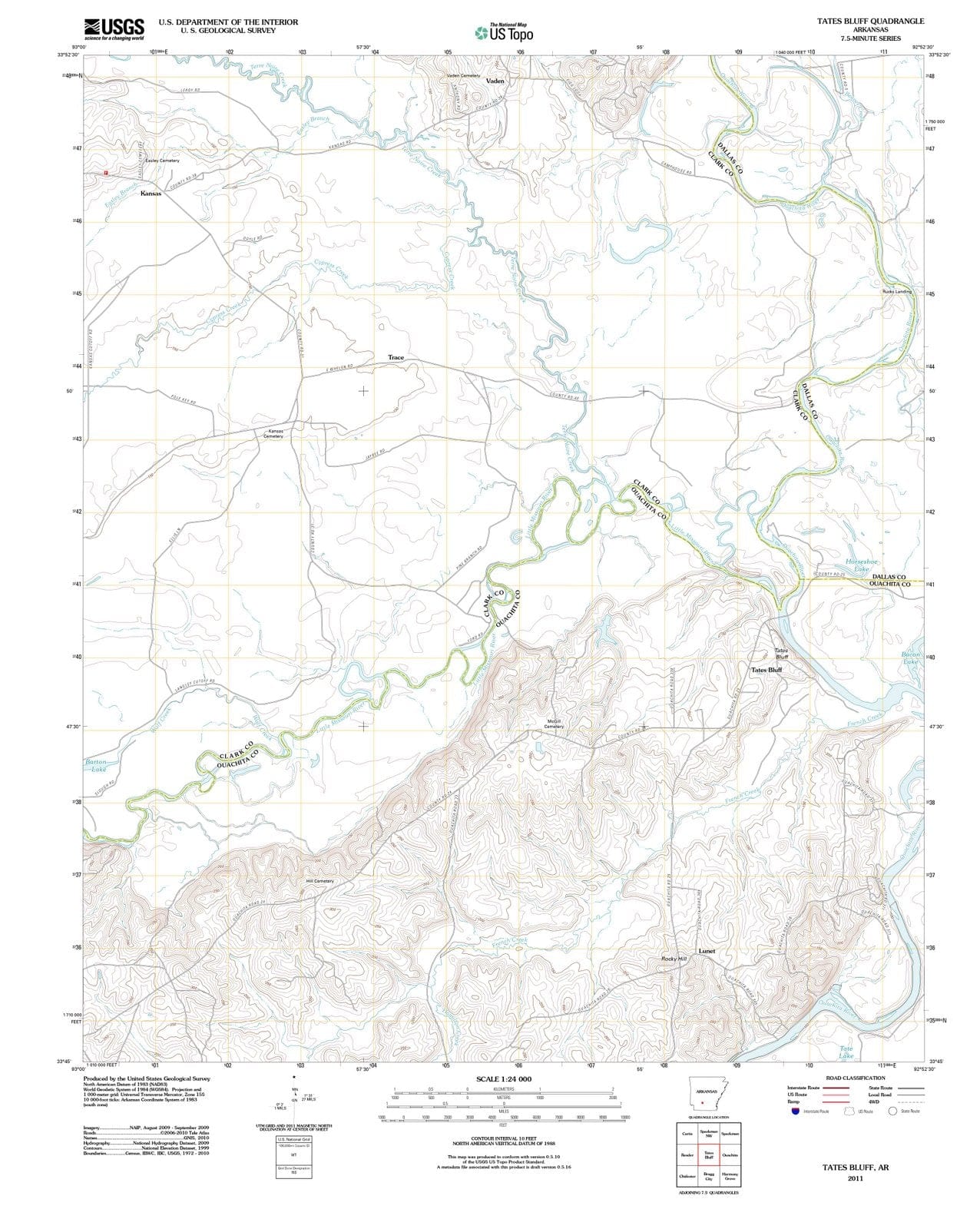 2011 Tates Bluff, AR - Arkansas - USGS Topographic Map