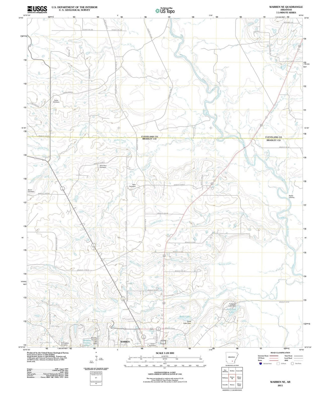 2011 Warren, AR - Arkansas - USGS Topographic Map