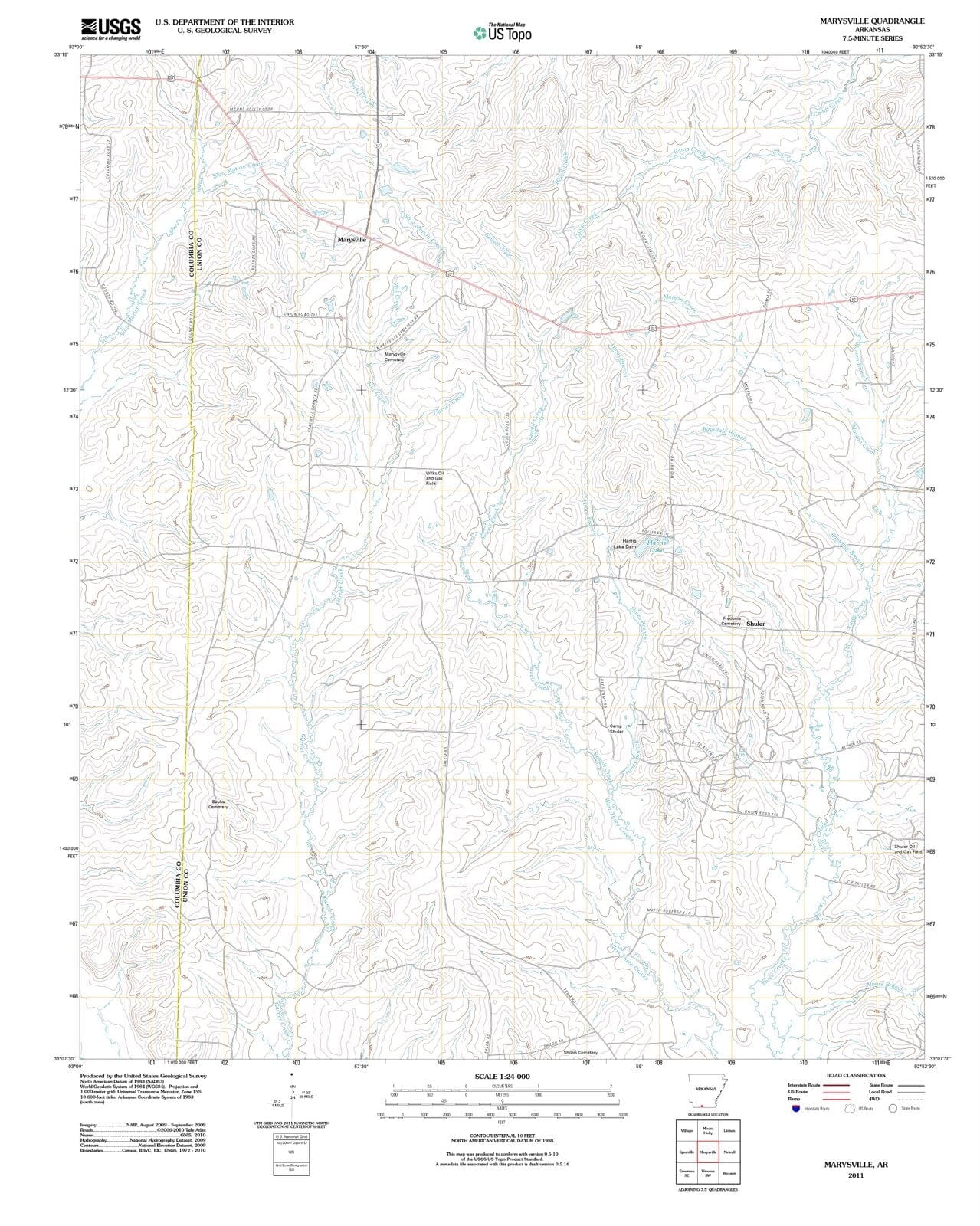 2011 Marysville, AR - Arkansas - USGS Topographic Map