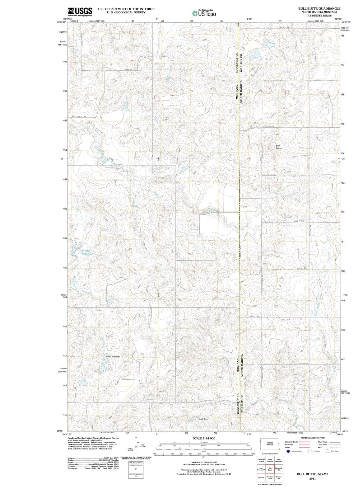 2011 Bull Butte, ND - North Dakota - USGS Topographic Map
