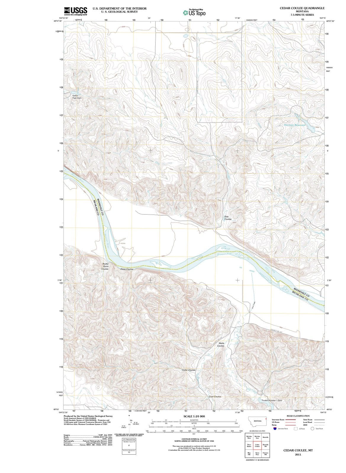 2011 Cedar Coulee, MT - Montana - USGS Topographic Map