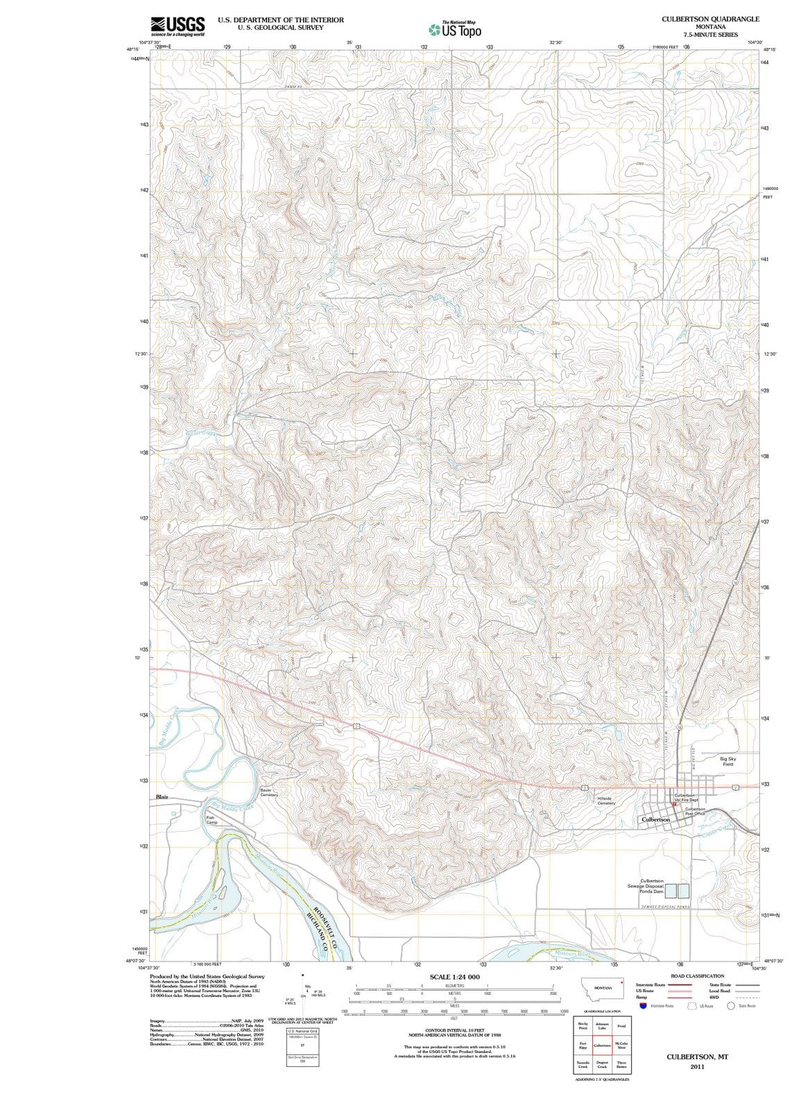 2011 Culbertson, MT - Montana - USGS Topographic Map
