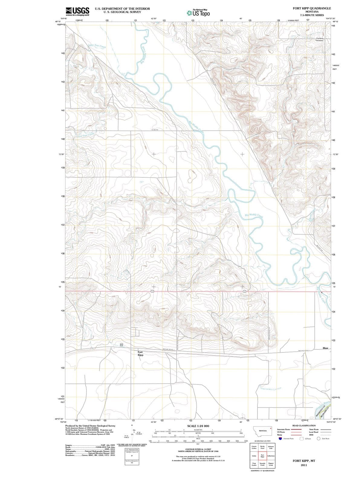 2011 Fort Kipp, MT - Montana - USGS Topographic Map