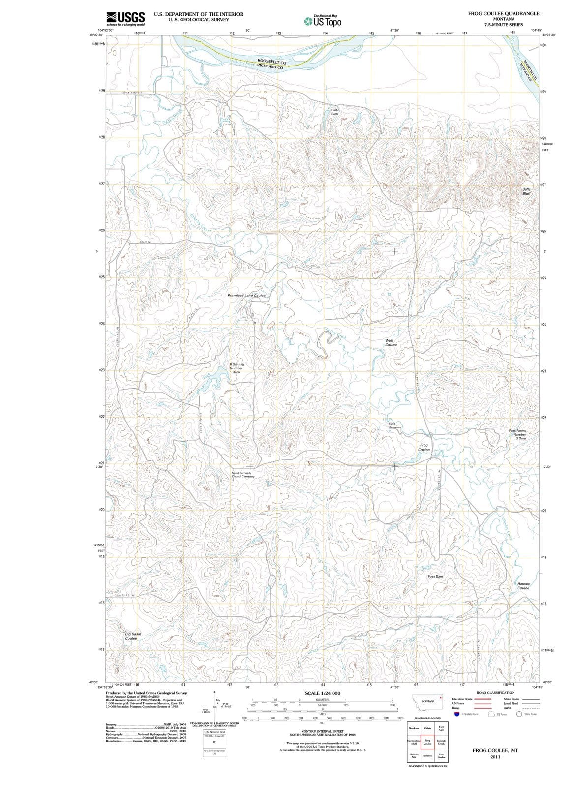 2011 Frog Coulee, MT - Montana - USGS Topographic Map