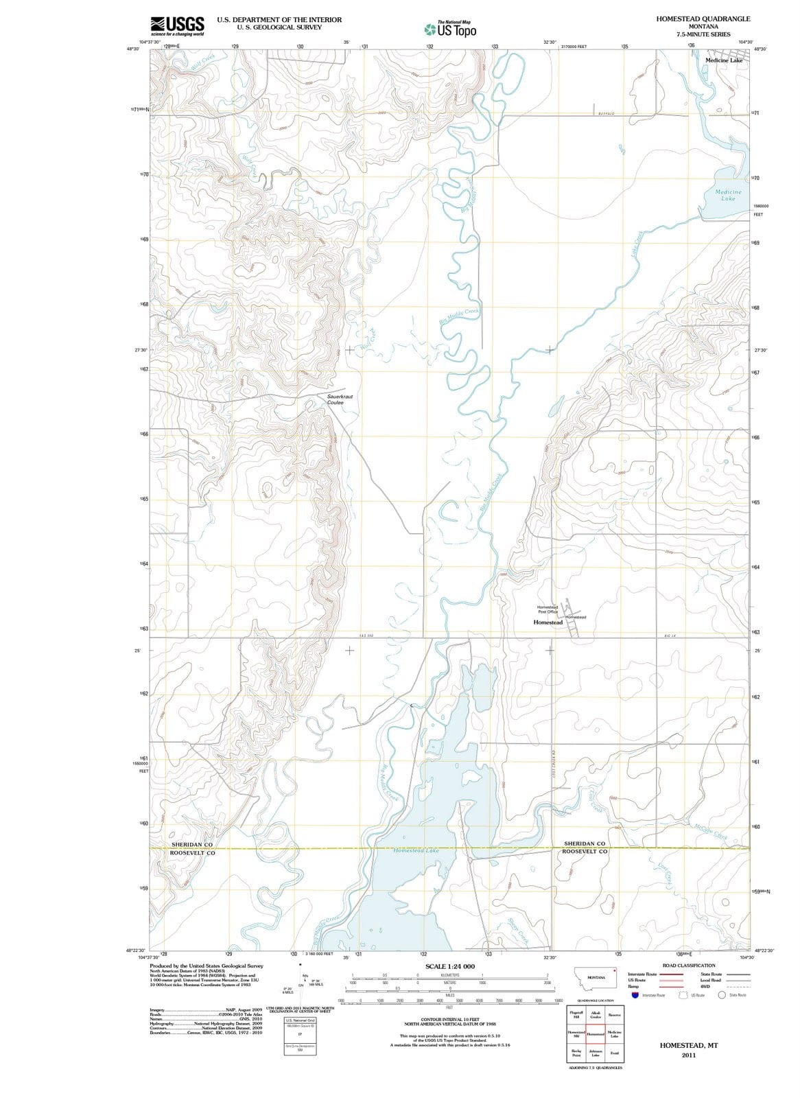 2011 Homestead, MT - Montana - USGS Topographic Map