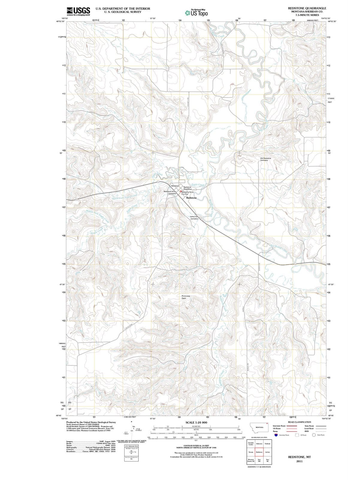 2011 Redstone, MT - Montana - USGS Topographic Map