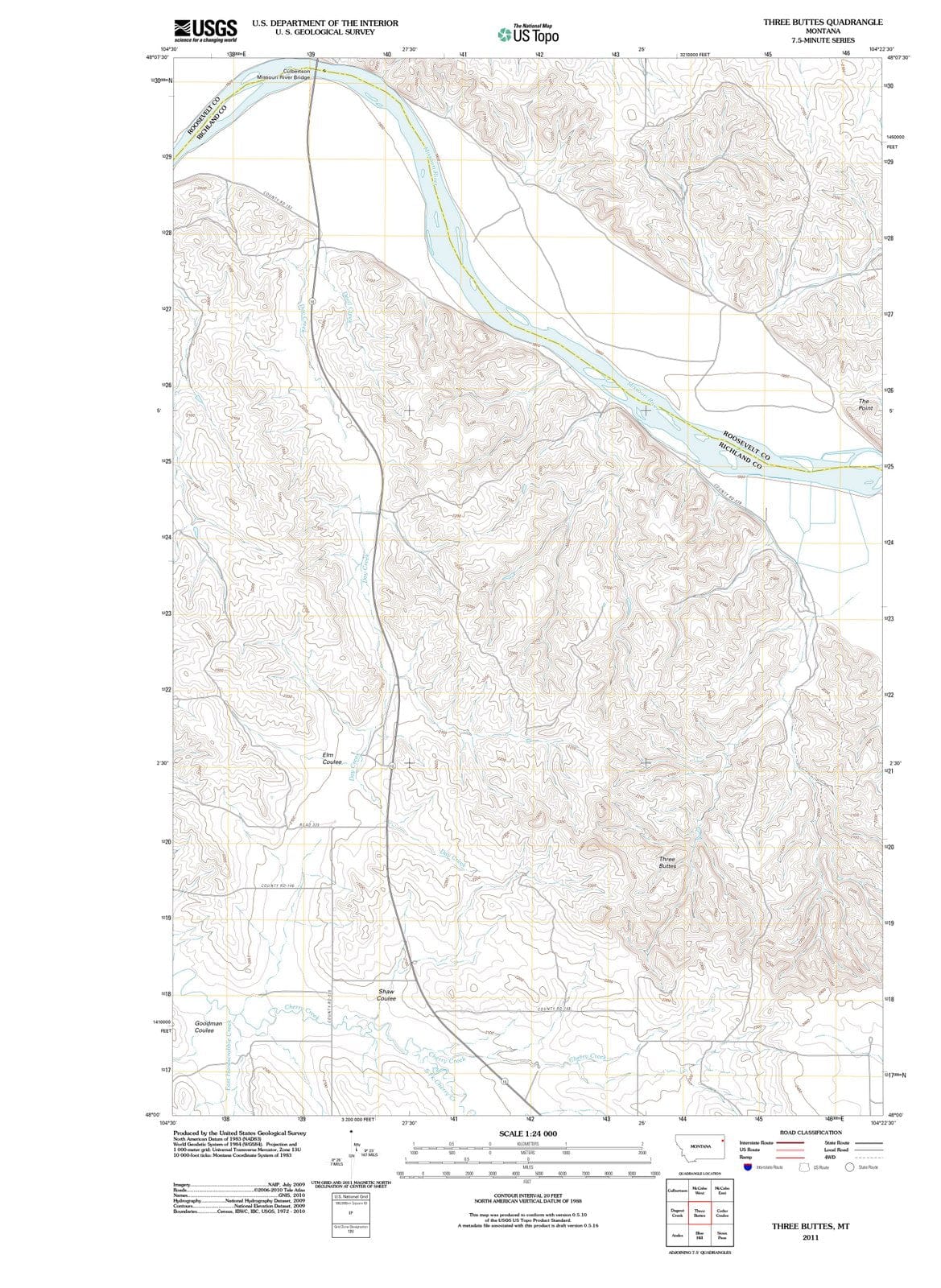 2011 Three Buttes, MT - Montana - USGS Topographic Map