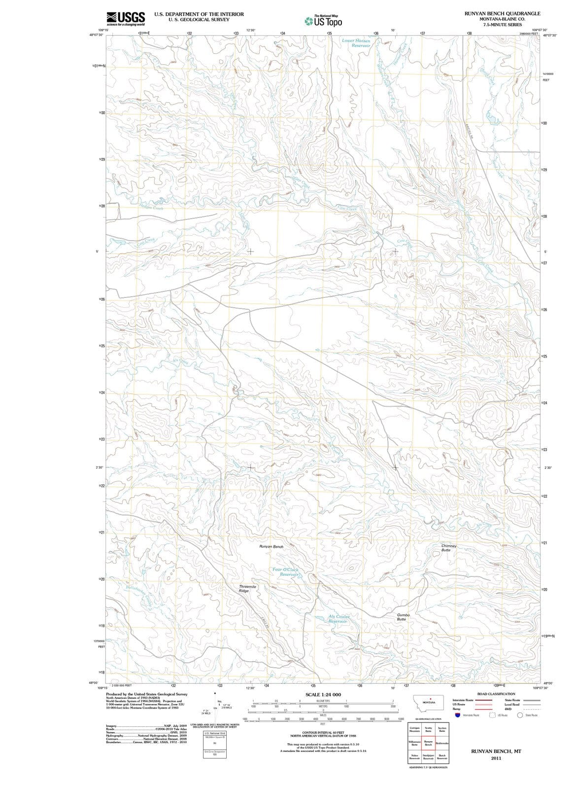 2011 Runyan Bench, MT - Montana - USGS Topographic Map