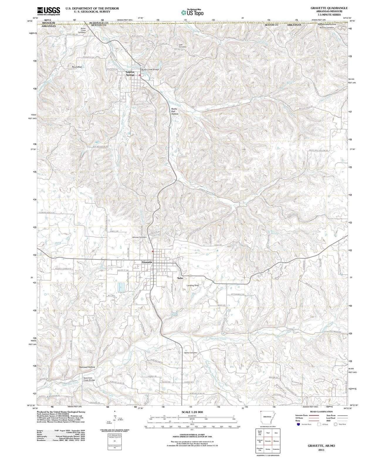 2011 Gravette, AR - Arkansas - USGS Topographic Map