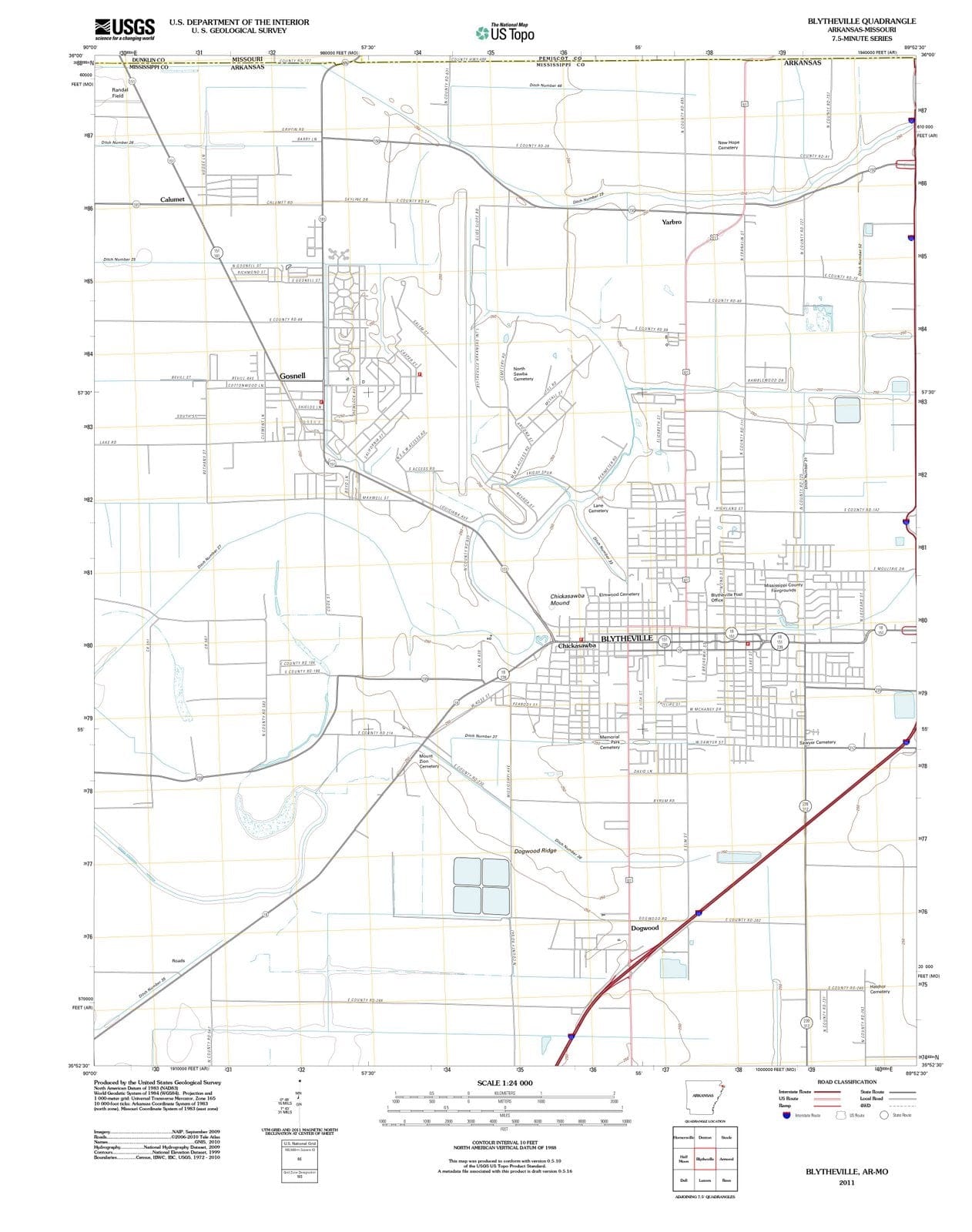2011 Blytheville, AR - Arkansas - USGS Topographic Map
