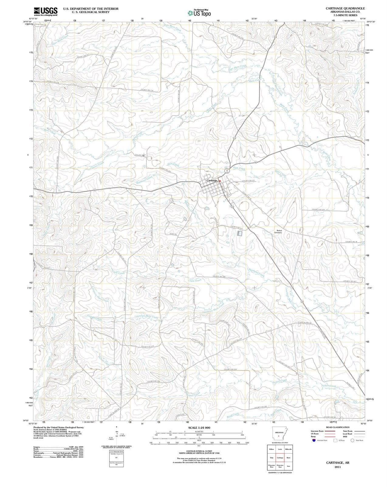 2011 Carthage, AR - Arkansas - USGS Topographic Map