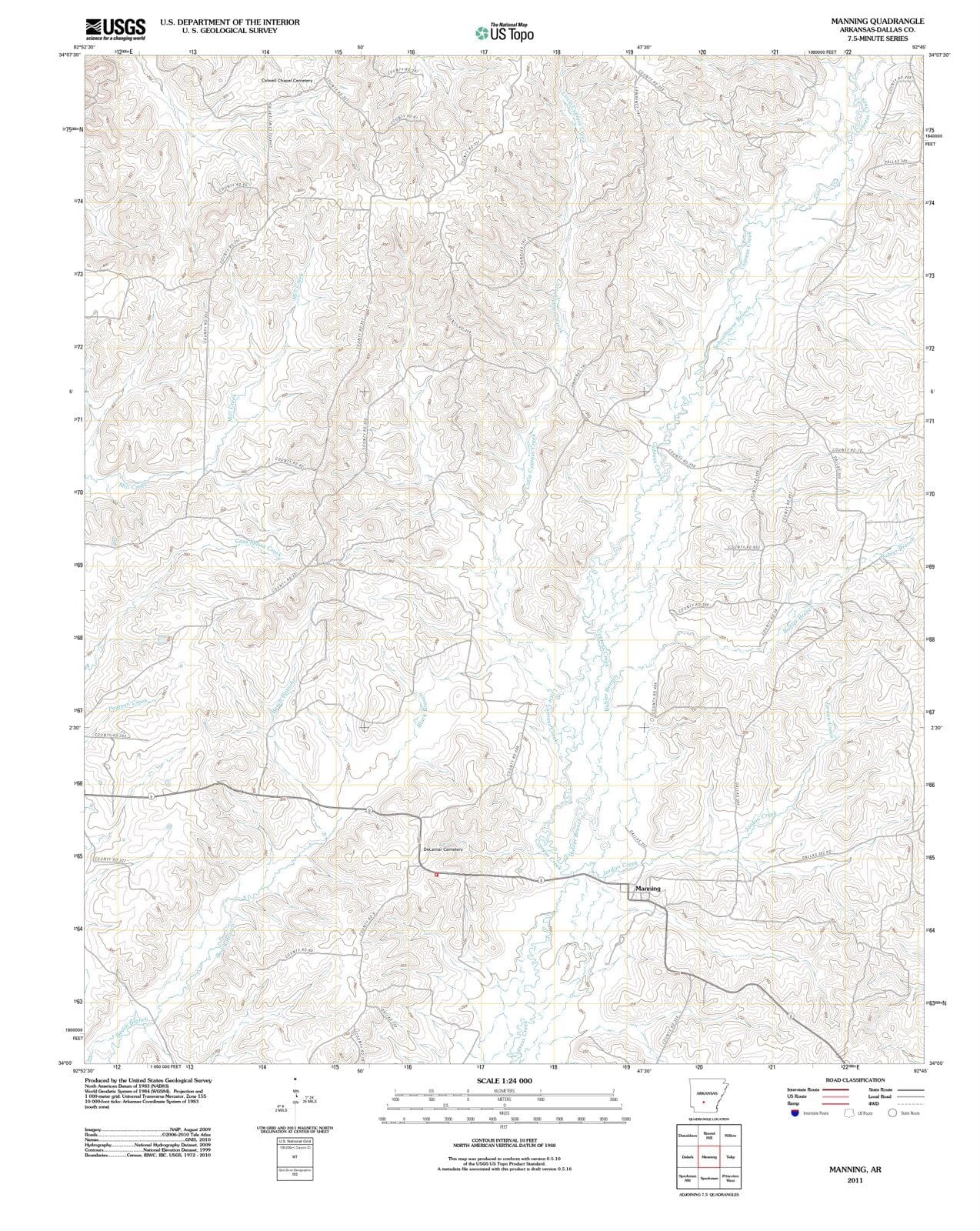 2011 Manning, AR - Arkansas - USGS Topographic Map