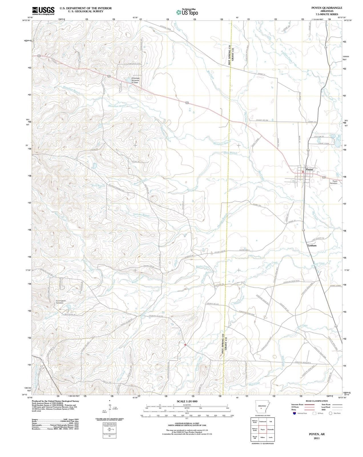 2011 Poyen, AR - Arkansas - USGS Topographic Map