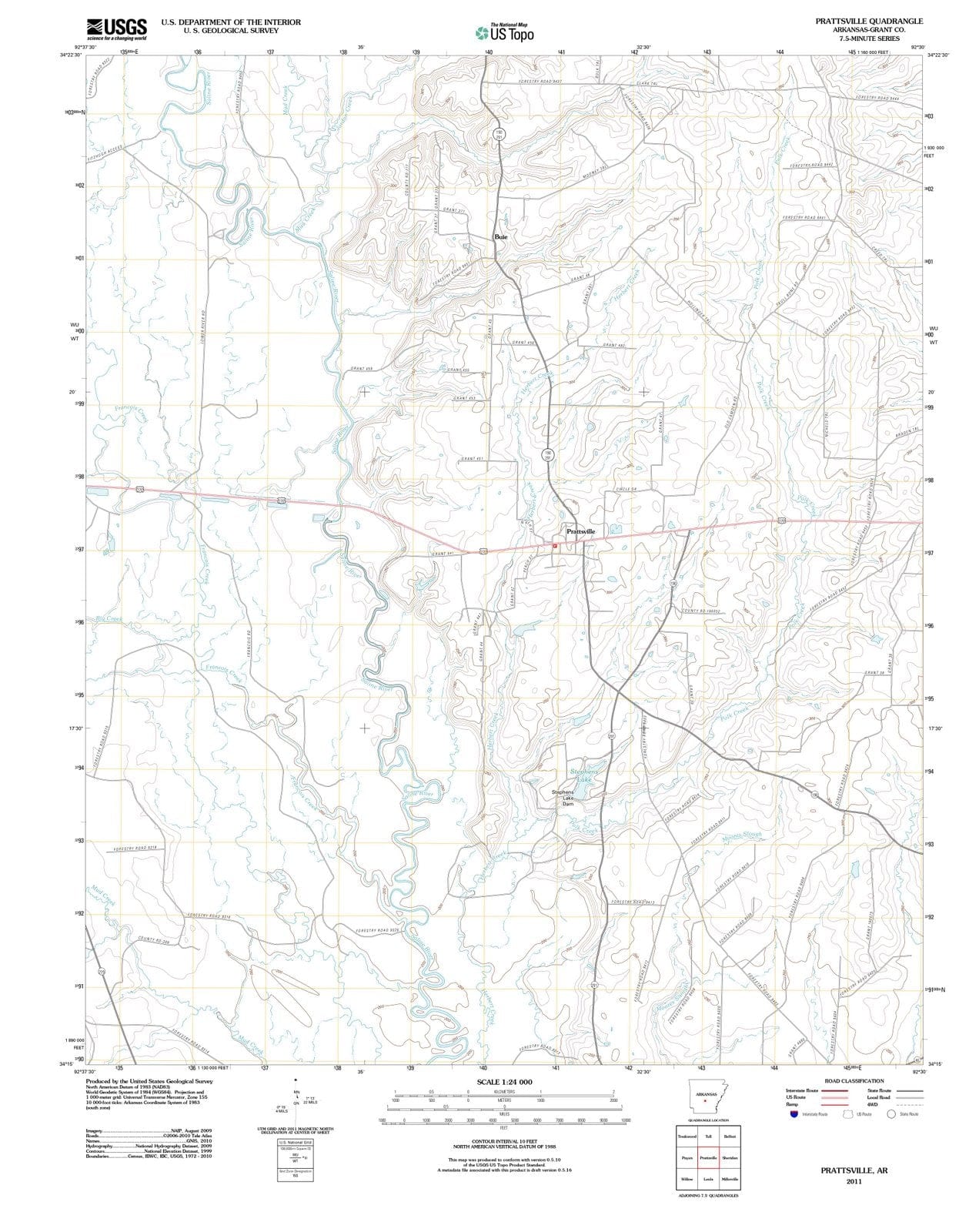 2011 Prattsville, AR - Arkansas - USGS Topographic Map