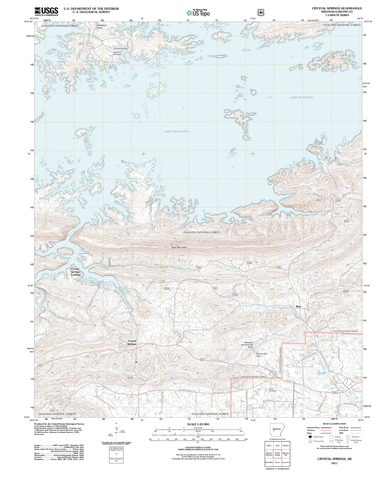2011 Crystal Springs, AR - Arkansas - USGS Topographic Map