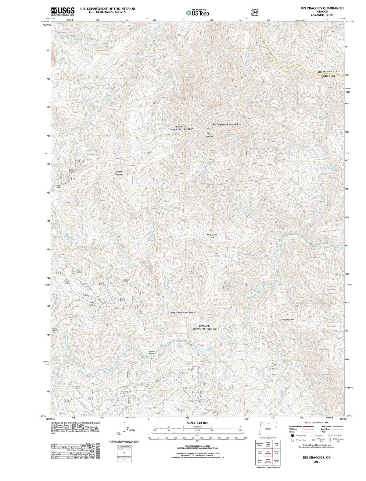 2011 Big Craggies, OR - Oregon - USGS Topographic Map