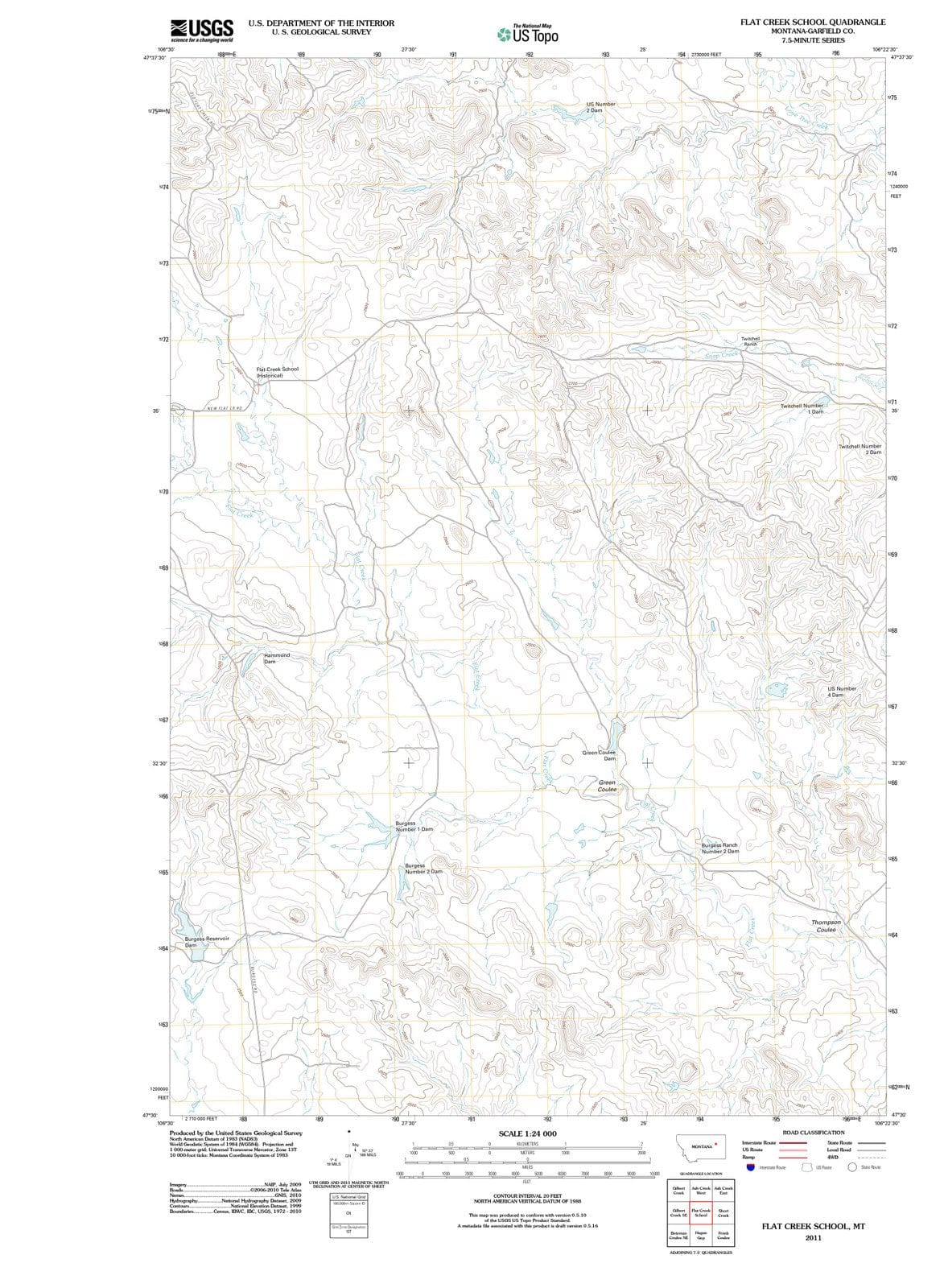 2011 Flat Creek School, MT - Montana - USGS Topographic Map