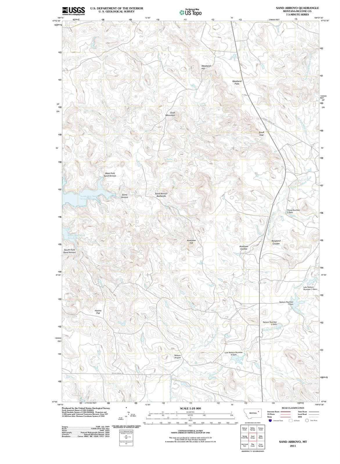2011 Sand Arroyo, MT - Montana - USGS Topographic Map