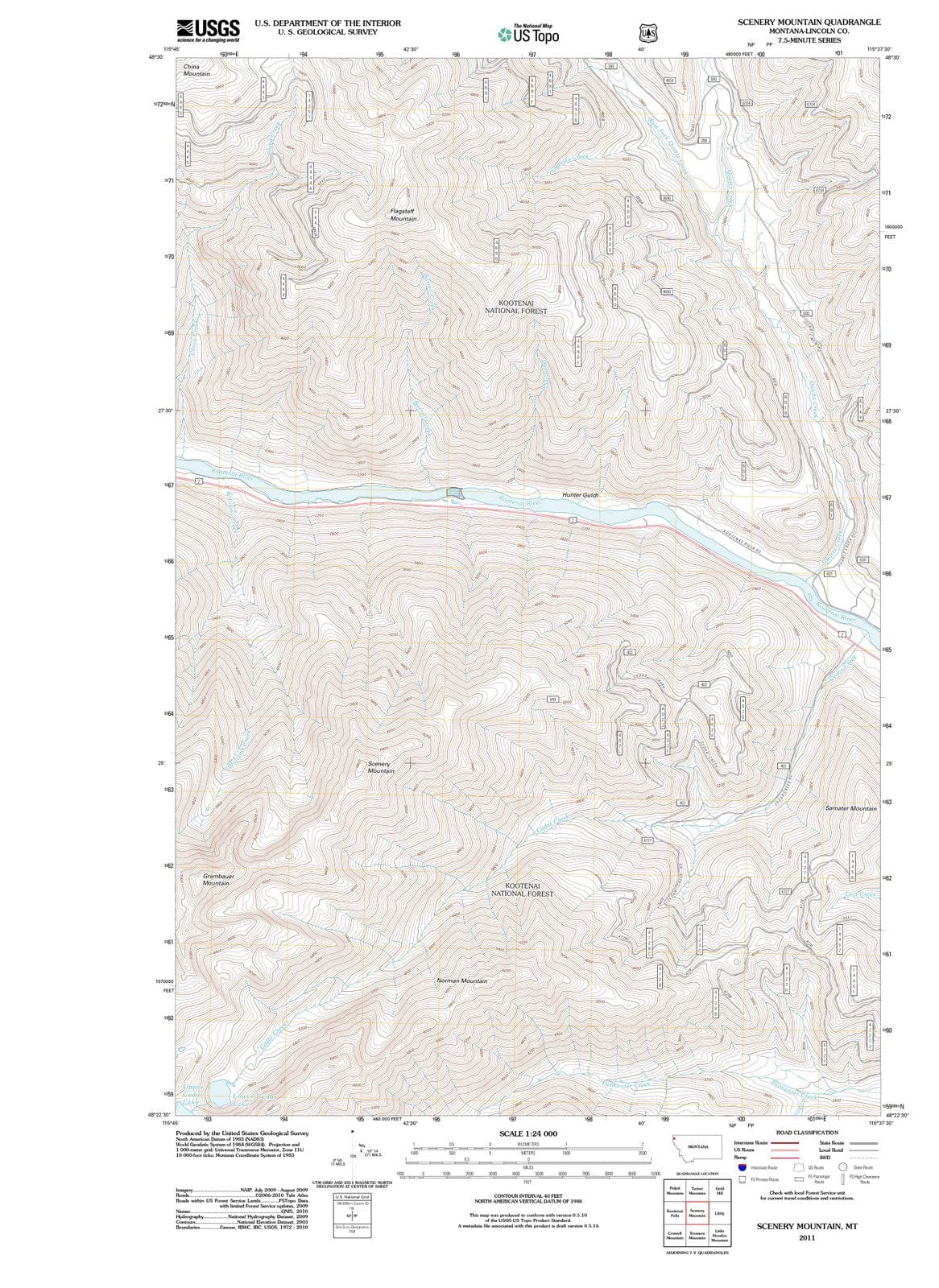 2011 Scenery Mountain, MT - Montana - USGS Topographic Map