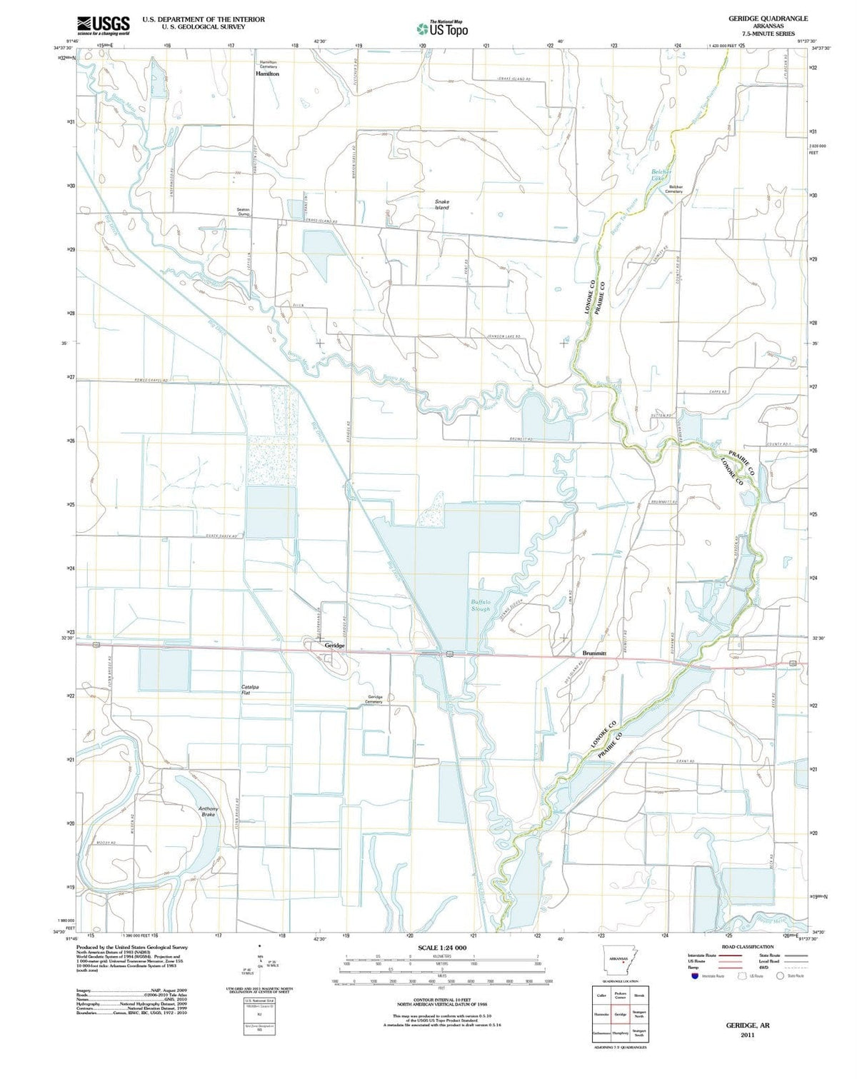 2011 Geridge, AR - Arkansas - USGS Topographic Map