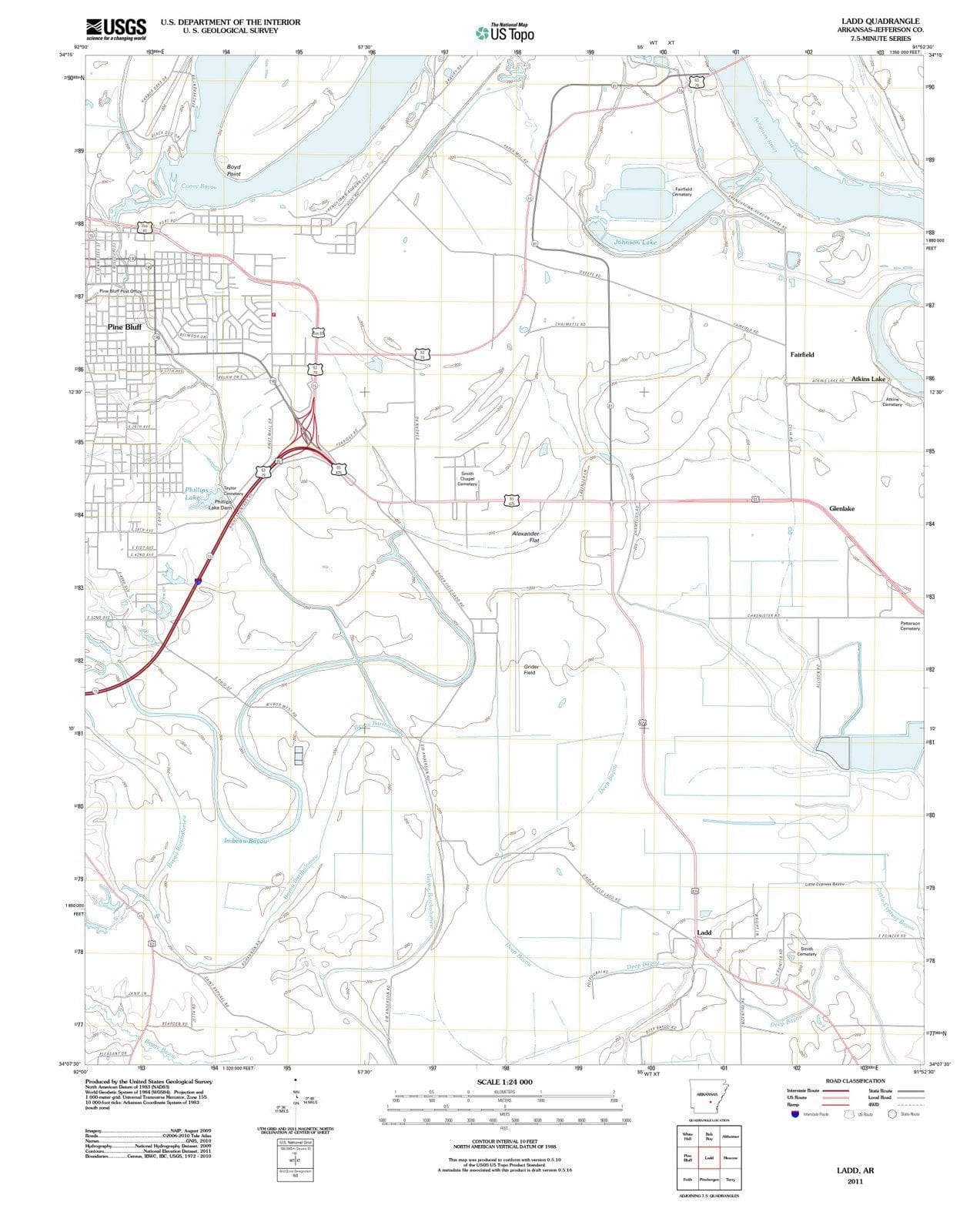 2011 Ladd, AR - Arkansas - USGS Topographic Map