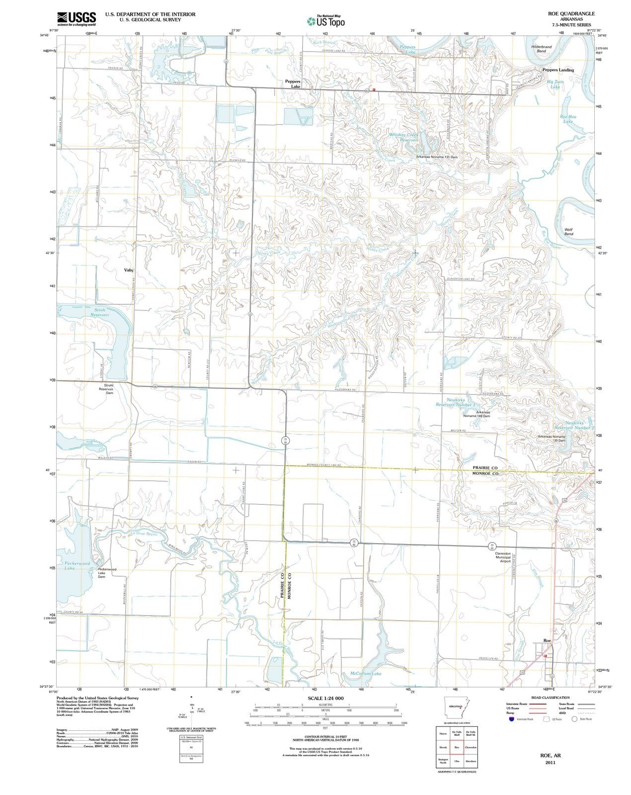 2011 Roe, AR - Arkansas - USGS Topographic Map