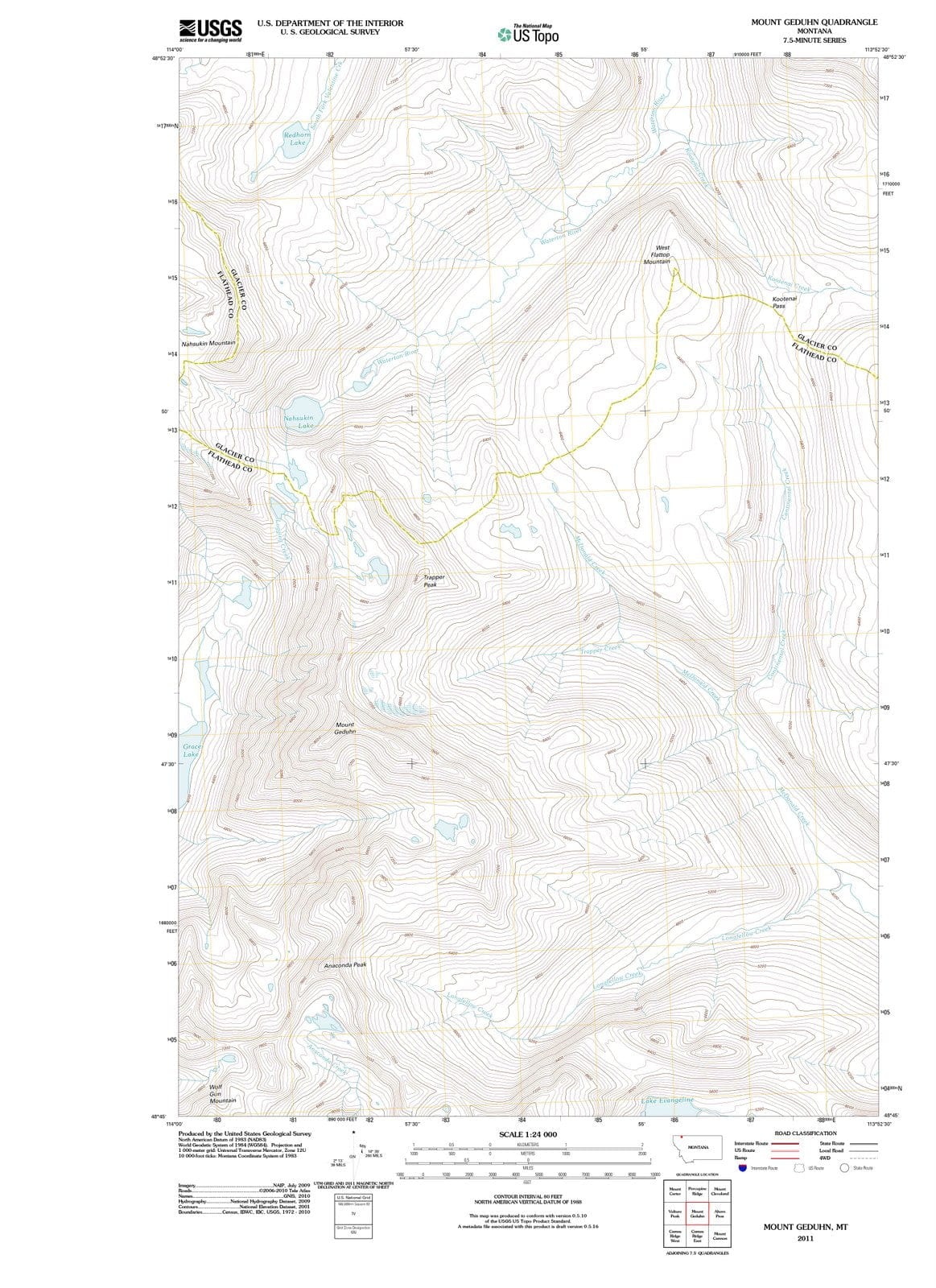 2011 Mount Geduhn, MT - Montana - USGS Topographic Map